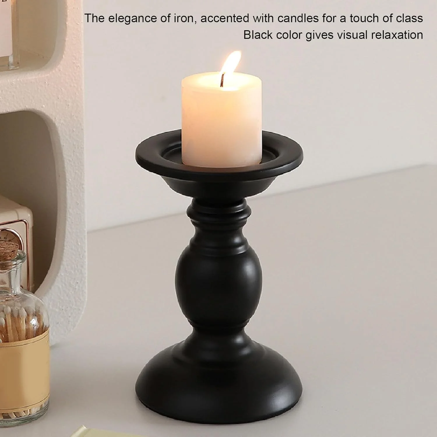 جاشمعی Luqeeg | ارتفاع 16.5 سانتی متری، جاشمعی فلزی عتیقه رترو، پایه شمعدان فلزی تزئینی برای تزیین میز