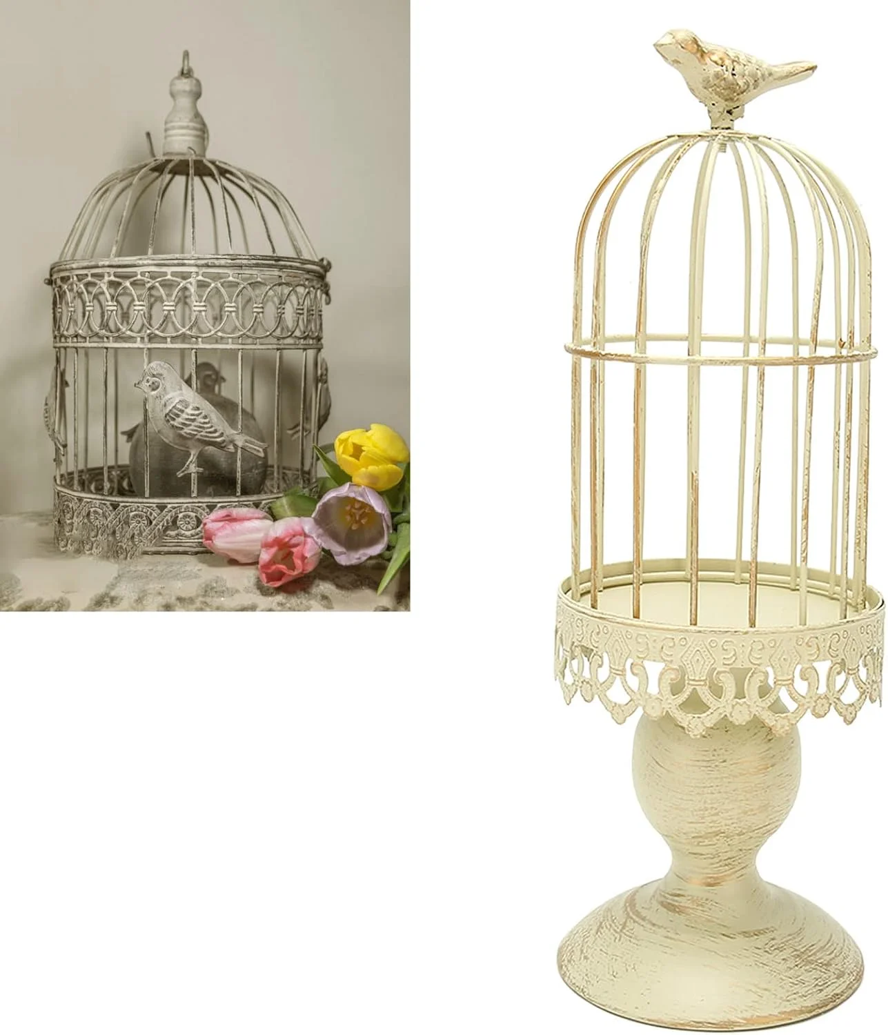 جاشمعی قفس پرنده Luqeeg، قفس پرنده تزئینی شمعدان فلزی، جاشمعی ظریف و شیک رترو با پایه ثابت برای خانه، اتاق خواب، رستوران و دفتر