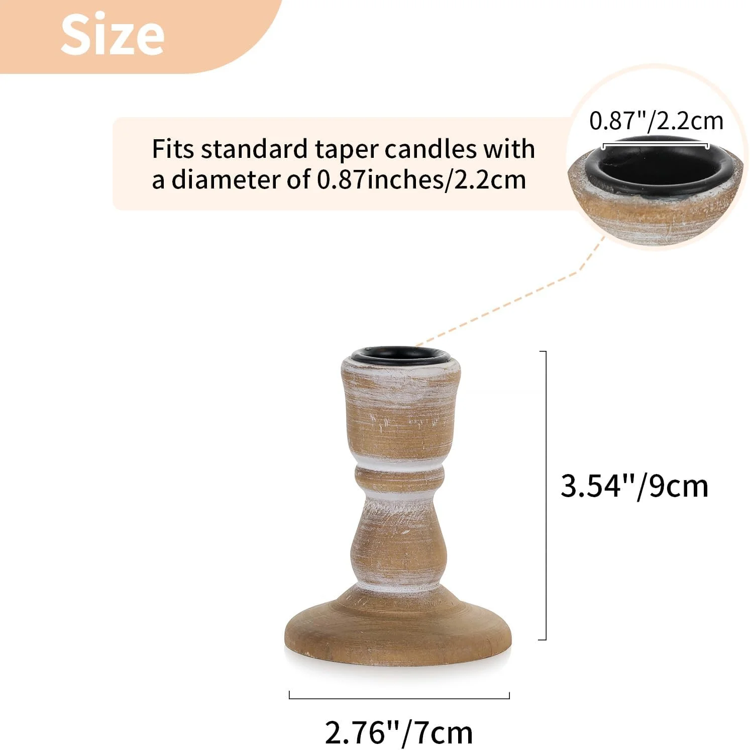 جاشمعی چوبی NUPTIO: 2 عدد جاشمعی چوبی قهوه ای روستیک برای شمع های مخروطی، جاشمعی کوچک وینتیج به سبک خانه های روستایی برای دکور میز خانه، مهمانی عروسی کریسمس