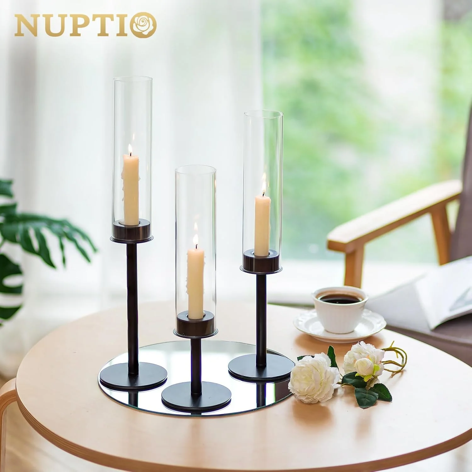 جاشمعی گردباد NUPTIO - جاشمعی شمعدان مخروطی مشکی استوانه شیشه ای شمعدان بلند دکوری میز عروسی دکوری مهمانی فلزی 3 عددی جاشمعی گردباد NUPTIO - جاشمعی شمعدان مخروطی مشکی استوانه شیشه ای شمعدان بلند دکوری میز عروسی دکوری مهمانی فلزی 3 عددی