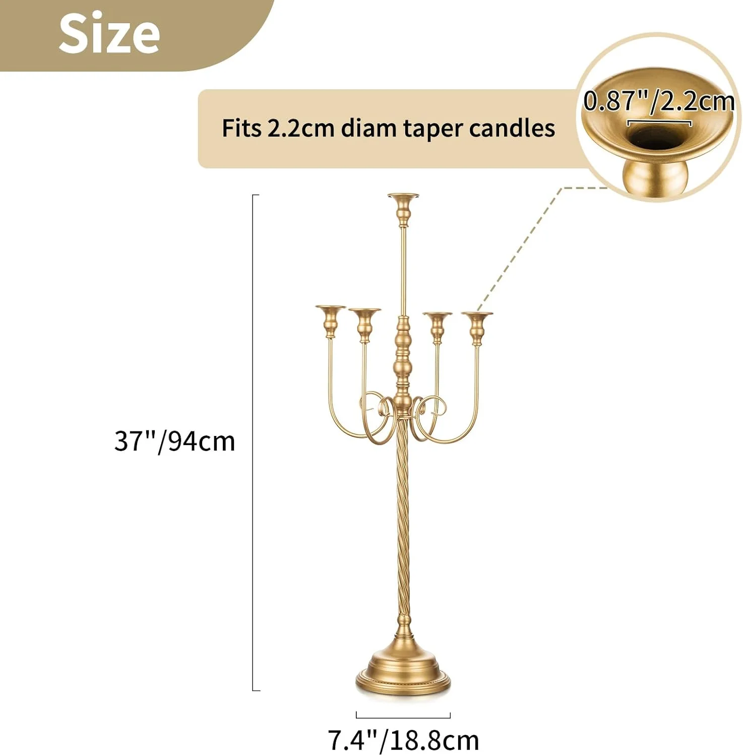 جاشمعی NUPTIO برای تزیین میز: 2 عدد شمعدان طلایی 5 شاخه بلند 94 سانتی متری، جاشمعی ایستاده برای شمع های مخروطی، تزیینات میز عروسی، دکوراسیون شومینه مهمانی جاشمعی NUPTIO برای تزیین میز: 2 عدد شمعدان طلایی 5 شاخه بلند 94 سانتی متری، جاشمعی ایستاده برای شمع های مخروطی، تزیینات میز عروسی، دکوراسیون شومینه مهمانی