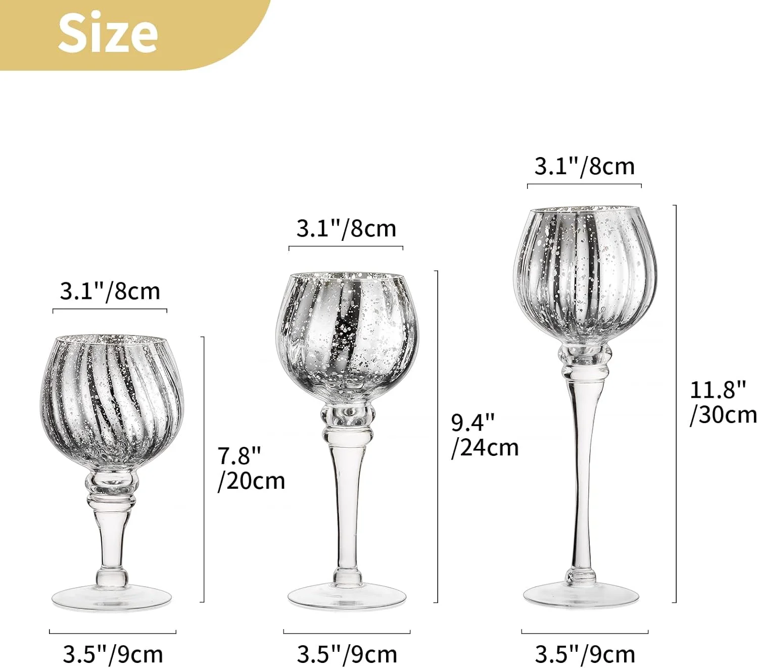 جاشمعی نذری Nuptio، ست 3 عددی جاشمعی شیشه ای، شمعدان پایه بلند، جاشمعی نقره ای جیوه ای، تزیین میز برای دیوالی، هالووین، شکرگزاری، کریسمس، لبه پنجره جاشمعی نذری Nuptio، ست 3 عددی جاشمعی شیشه ای، شمعدان پایه بلند، جاشمعی نقره ای جیوه ای، تزیین میز برای دیوالی، هالووین، شکرگزاری، کریسمس، لبه پنجره