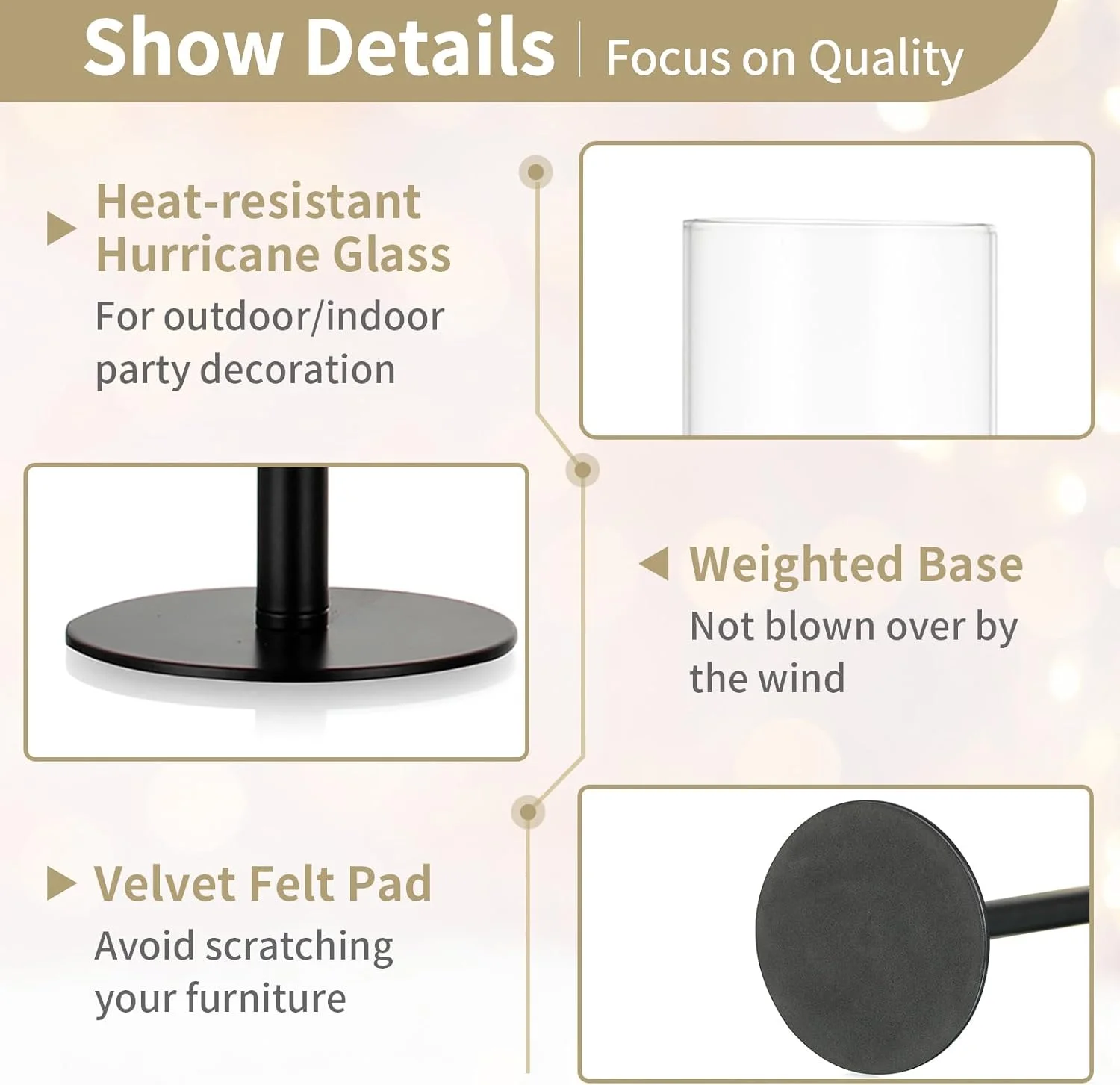 جاشمعی گردباد NUPTIO - جاشمعی شمعدان مخروطی مشکی استوانه شیشه ای شمعدان بلند دکوری میز عروسی دکوری مهمانی فلزی 3 عددی جاشمعی گردباد NUPTIO - جاشمعی شمعدان مخروطی مشکی استوانه شیشه ای شمعدان بلند دکوری میز عروسی دکوری مهمانی فلزی 3 عددی
