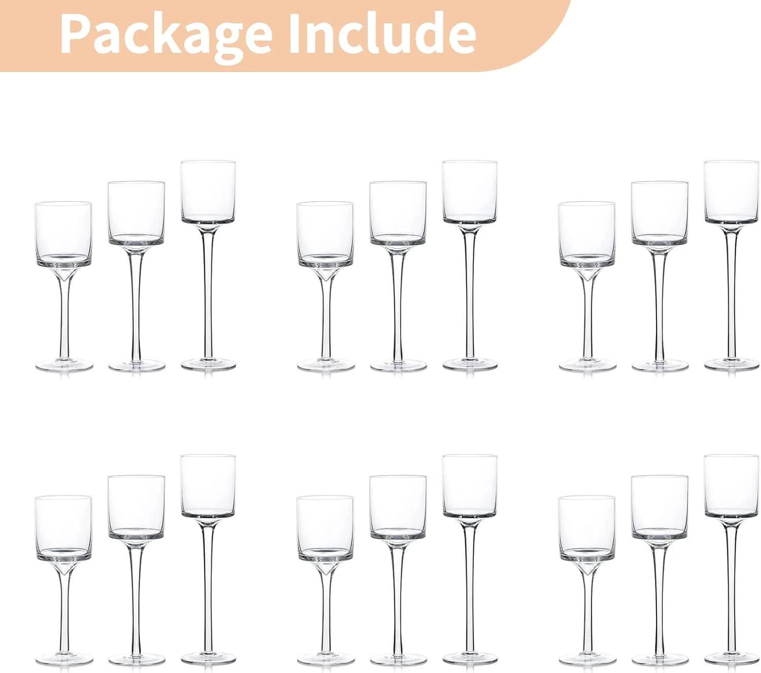 جاشمعی شیشه ای بلند Nuptio برای شمع های استوانه ای - 18 عدد جاشمعی برای شمع های شناور، پایه شمع بلند شفاف، دکوراسیون میز پذیرایی برای عروسی، دکوراسیون منزل، مهمانی جاشمعی شیشه ای بلند Nuptio برای شمع های استوانه ای - 18 عدد جاشمعی برای شمع های شناور، پایه شمع بلند شفاف، دکوراسیون میز پذیرایی برای عروسی، دکوراسیون منزل، مهمانی