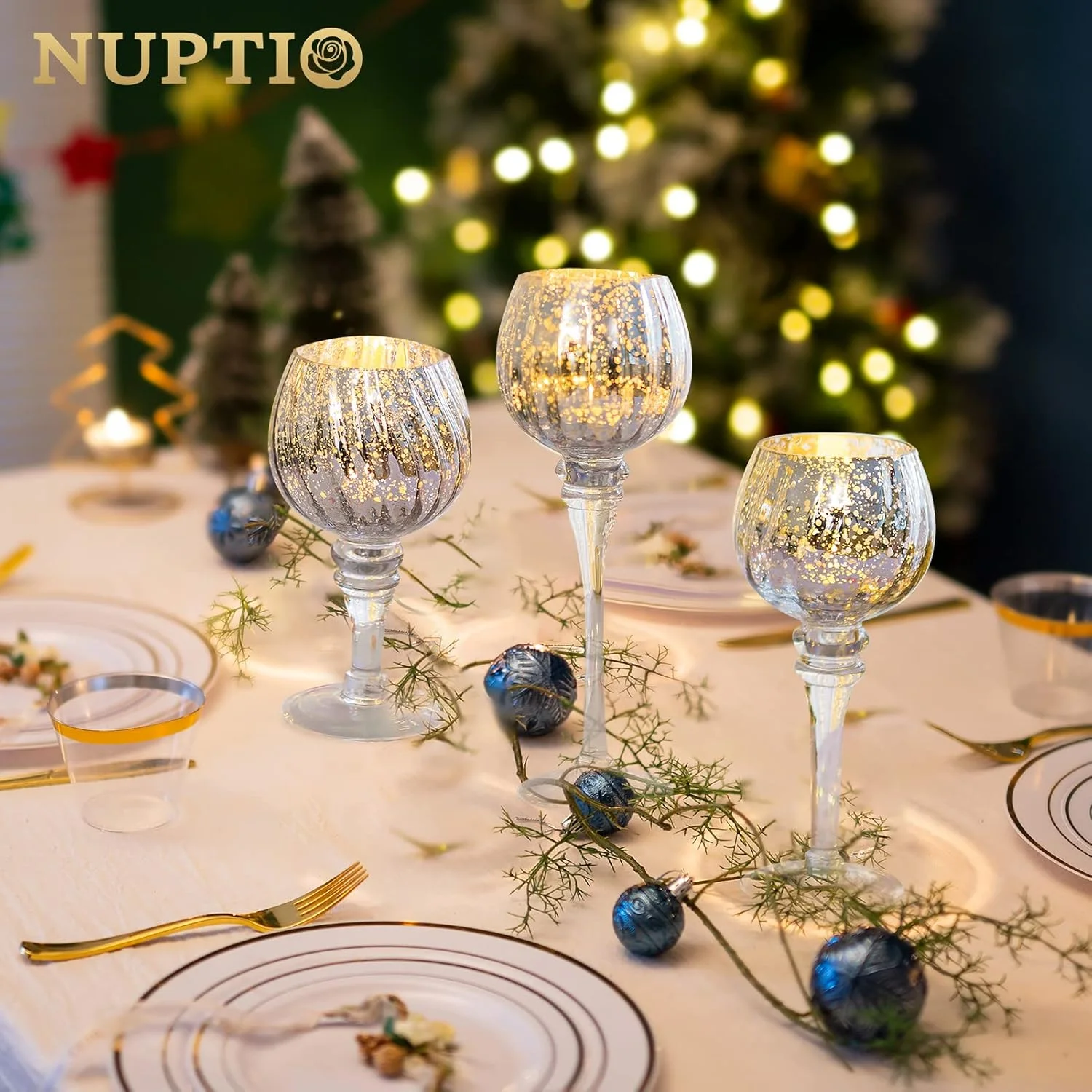 جاشمعی نذری Nuptio، ست 3 عددی جاشمعی شیشه ای، شمعدان پایه بلند، جاشمعی نقره ای جیوه ای، تزیین میز برای دیوالی، هالووین، شکرگزاری، کریسمس، لبه پنجره جاشمعی نذری Nuptio، ست 3 عددی جاشمعی شیشه ای، شمعدان پایه بلند، جاشمعی نقره ای جیوه ای، تزیین میز برای دیوالی، هالووین، شکرگزاری، کریسمس، لبه پنجره