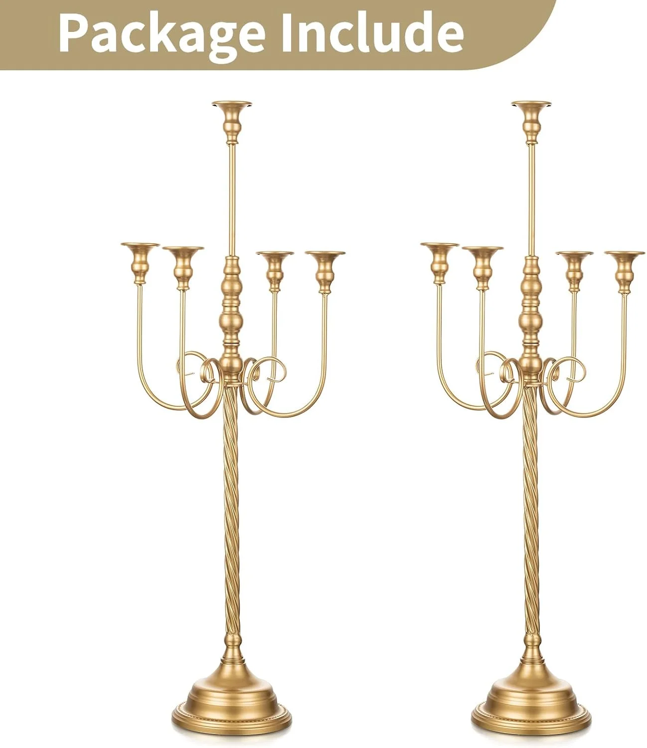 جاشمعی NUPTIO برای تزیین میز: 2 عدد شمعدان طلایی 5 شاخه بلند 94 سانتی متری، جاشمعی ایستاده برای شمع های مخروطی، تزیینات میز عروسی، دکوراسیون شومینه مهمانی جاشمعی NUPTIO برای تزیین میز: 2 عدد شمعدان طلایی 5 شاخه بلند 94 سانتی متری، جاشمعی ایستاده برای شمع های مخروطی، تزیینات میز عروسی، دکوراسیون شومینه مهمانی