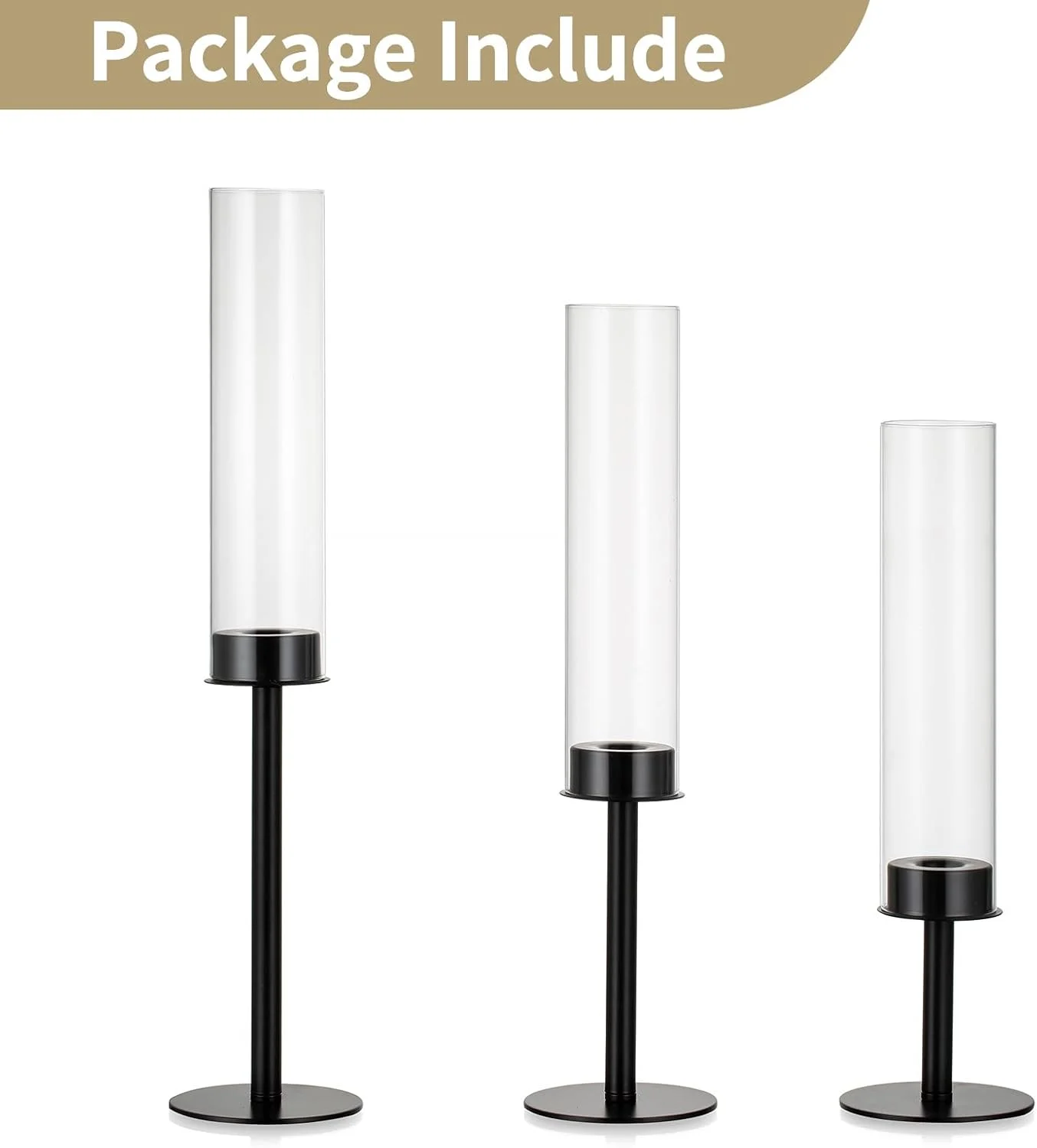 جاشمعی گردباد NUPTIO - جاشمعی شمعدان مخروطی مشکی استوانه شیشه ای شمعدان بلند دکوری میز عروسی دکوری مهمانی فلزی 3 عددی جاشمعی گردباد NUPTIO - جاشمعی شمعدان مخروطی مشکی استوانه شیشه ای شمعدان بلند دکوری میز عروسی دکوری مهمانی فلزی 3 عددی