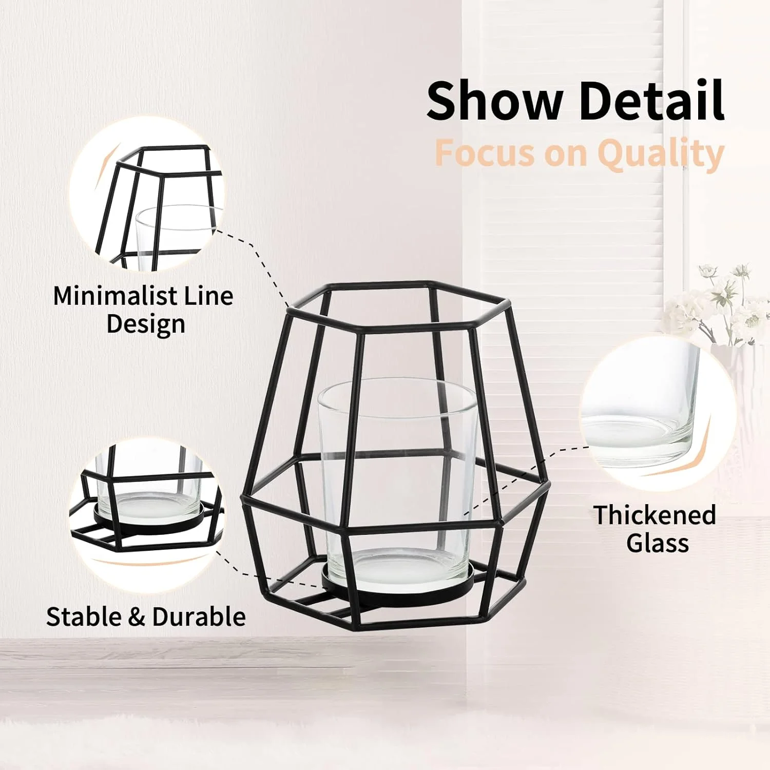 جاشمعی استوانه ای Nuptio، شمعدان مشکی، 2 عدد شمعدان هندسی با جاشمعی نذری، جاشمعی شیشه ای، تزیین فلزی برای هالووین، دفتر کار، دکوراسیون منزل جاشمعی استوانه ای Nuptio، شمعدان مشکی، 2 عدد شمعدان هندسی با جاشمعی نذری، جاشمعی شیشه ای، تزیین فلزی برای هالووین، دفتر کار، دکوراسیون منزل