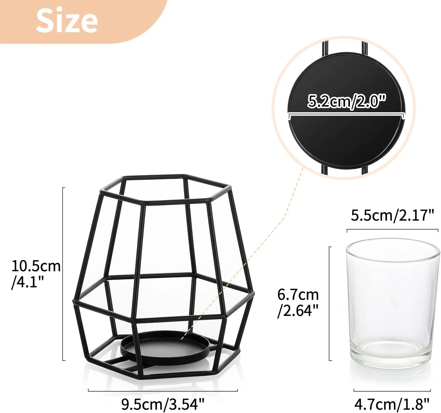 جاشمعی استوانه ای Nuptio، شمعدان مشکی، 2 عدد شمعدان هندسی با جاشمعی نذری، جاشمعی شیشه ای، تزیین فلزی برای هالووین، دفتر کار، دکوراسیون منزل جاشمعی استوانه ای Nuptio، شمعدان مشکی، 2 عدد شمعدان هندسی با جاشمعی نذری، جاشمعی شیشه ای، تزیین فلزی برای هالووین، دفتر کار، دکوراسیون منزل