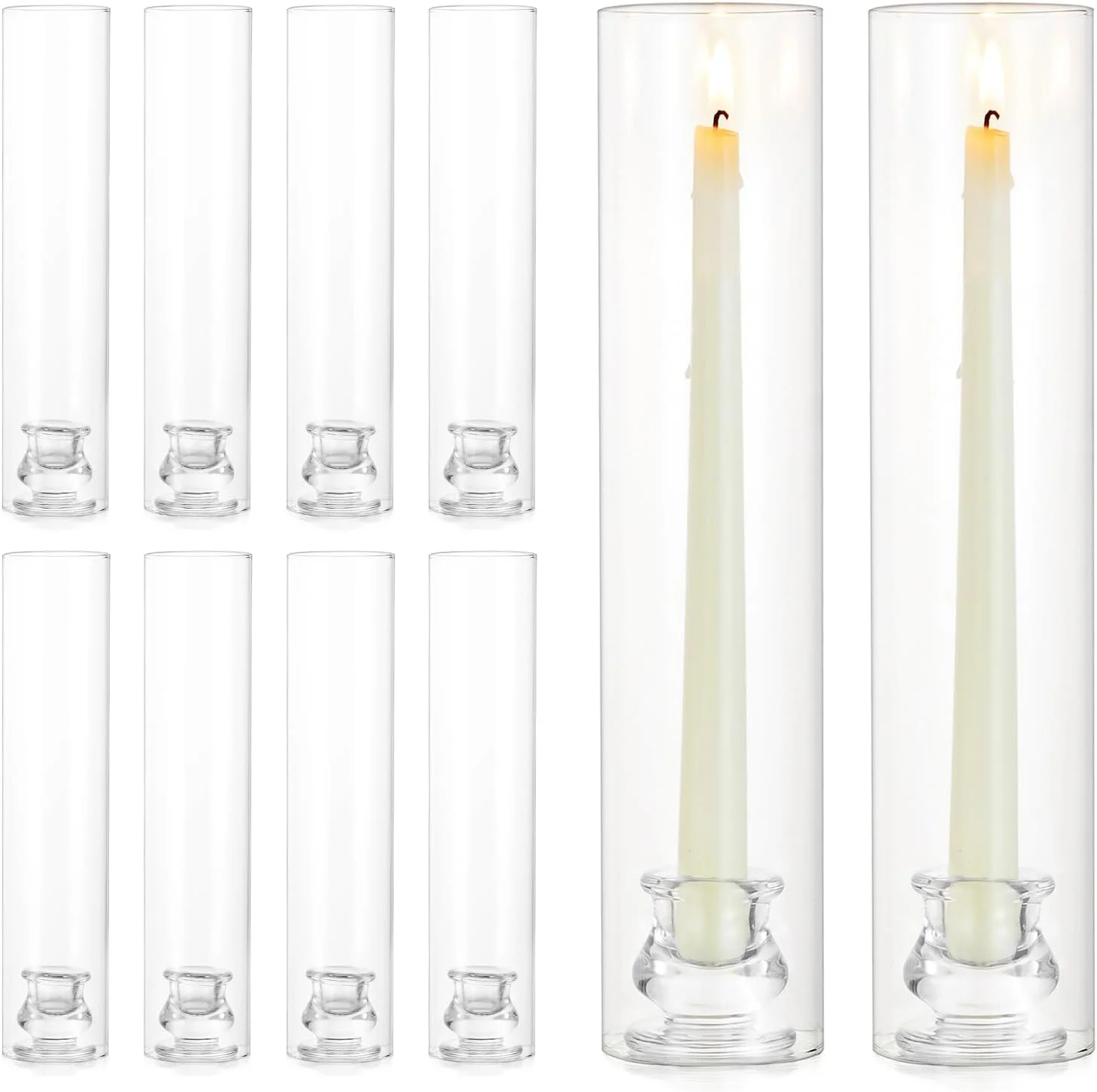 جا شمعی عمده NUPTIO برای میزهای پذیرایی: ست 10 عددی جا شمعی شیشه ای طوفانی - پایه شمعدان شفاف با سایه استوانه ای 30 سانتی متری برای دکوراسیون جشن عروسی جا شمعی عمده NUPTIO برای میزهای پذیرایی: ست 10 عددی جا شمعی شیشه ای طوفانی - پایه شمعدان شفاف با سایه استوانه ای 30 سانتی متری برای دکوراسیون جشن عروسی