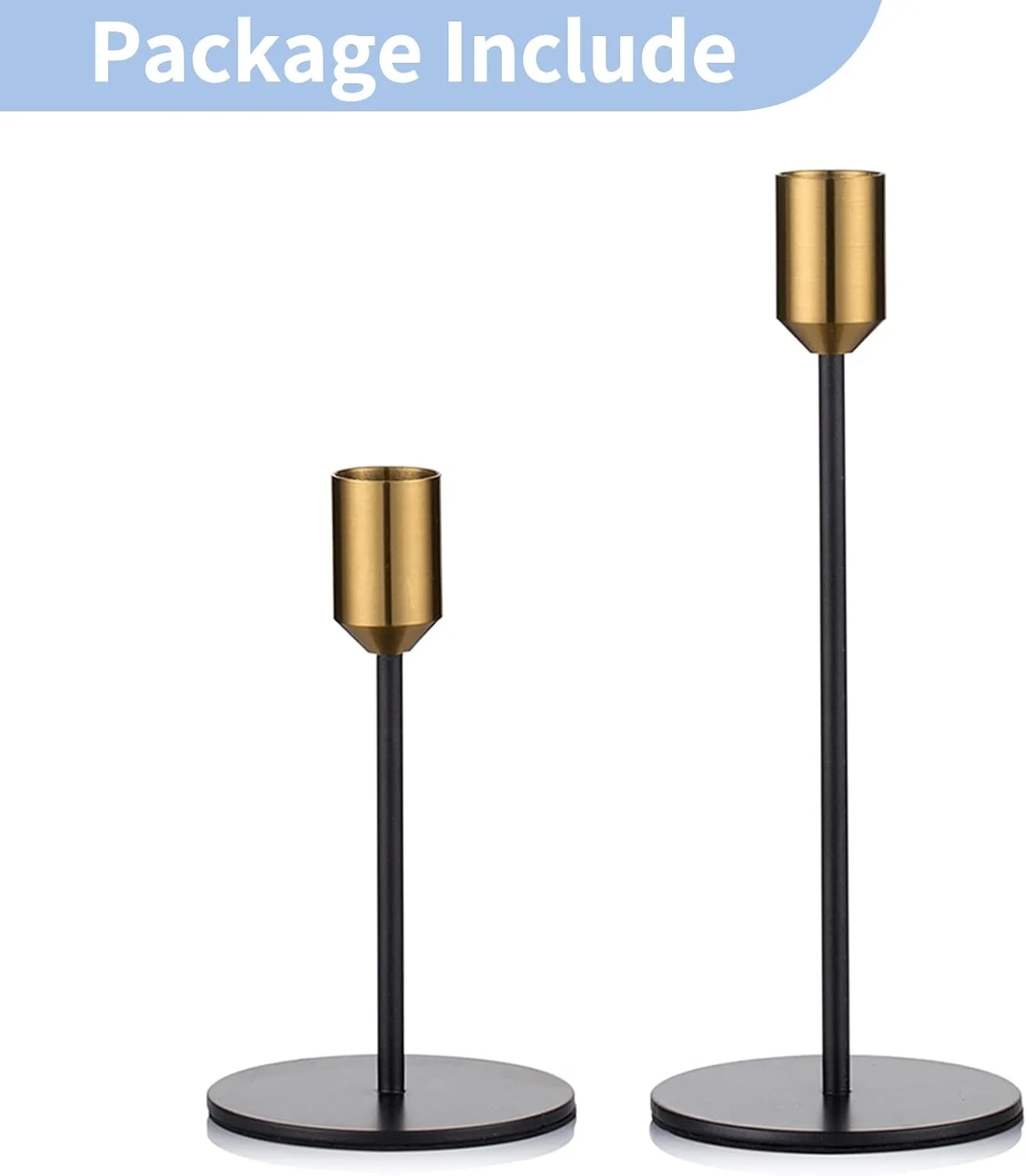 جاشمعی عروسی/غذاخوری Nuptio، 2 عددی، شمعدان تزئینی رومیزی، تزئینات جاشمعی مخروطی تک سر (S + L) جاشمعی عروسی/غذاخوری Nuptio، 2 عددی، شمعدان تزئینی رومیزی، تزئینات جاشمعی مخروطی تک سر (S + L)