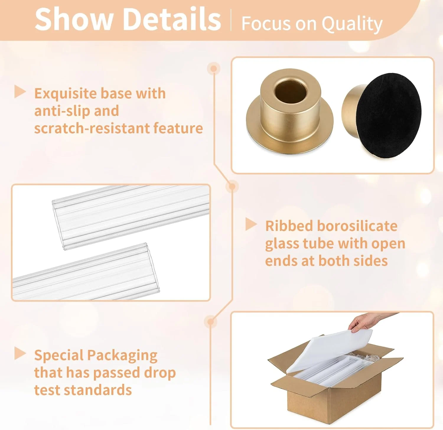 جاشمعی NUPTIO با حباب شیشه ای راه راه: ست 6 عددی جاشمعی فلزی با استوانه های شیشه ای - جاشمعی شمعدان طلایی برای دکوراسیون میز عروسی ولنتاین تولد دکوراسیون فضای باز جاشمعی NUPTIO با حباب شیشه ای راه راه: ست 6 عددی جاشمعی فلزی با استوانه های شیشه ای - جاشمعی شمعدان طلایی برای دکوراسیون میز عروسی ولنتاین تولد دکوراسیون فضای باز