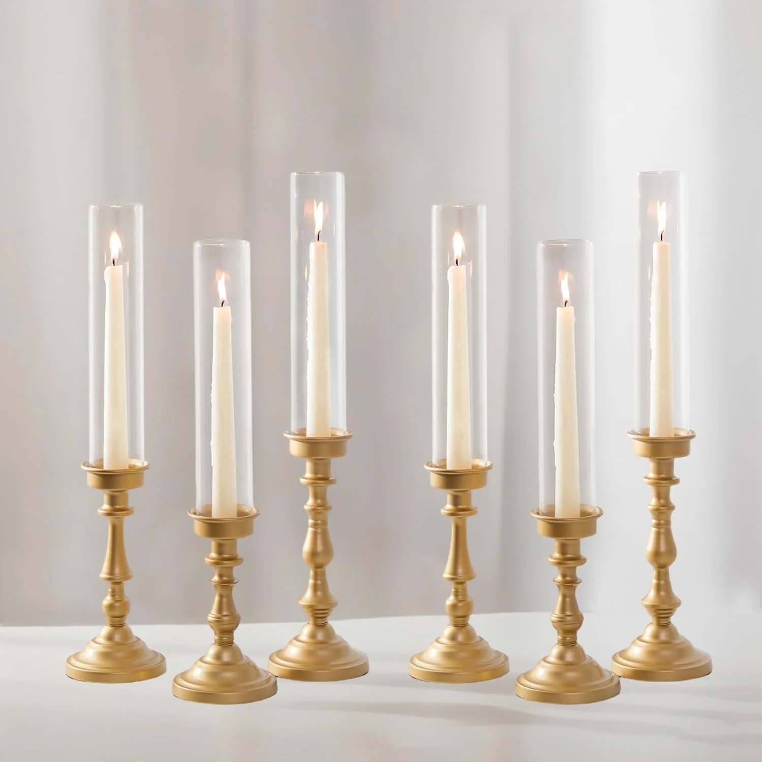 جاشمعی های NUPTIO برای تزیین میز عروسی: ست 6 تایی جاشمعی های شیشه ای بلند طوفانی - پایه شمعدان طلایی برای جشن عروس، روز ولنتاین، تزیین جشن تولد جاشمعی های NUPTIO برای تزیین میز عروسی: ست 6 تایی جاشمعی های شیشه ای بلند طوفانی - پایه شمعدان طلایی برای جشن عروس، روز ولنتاین، تزیین جشن تولد