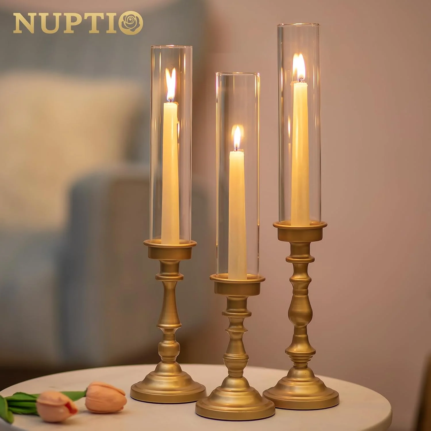 جاشمعی های NUPTIO برای تزیین میز عروسی: ست 6 تایی جاشمعی های شیشه ای بلند طوفانی - پایه شمعدان طلایی برای جشن عروس، روز ولنتاین، تزیین جشن تولد جاشمعی های NUPTIO برای تزیین میز عروسی: ست 6 تایی جاشمعی های شیشه ای بلند طوفانی - پایه شمعدان طلایی برای جشن عروس، روز ولنتاین، تزیین جشن تولد