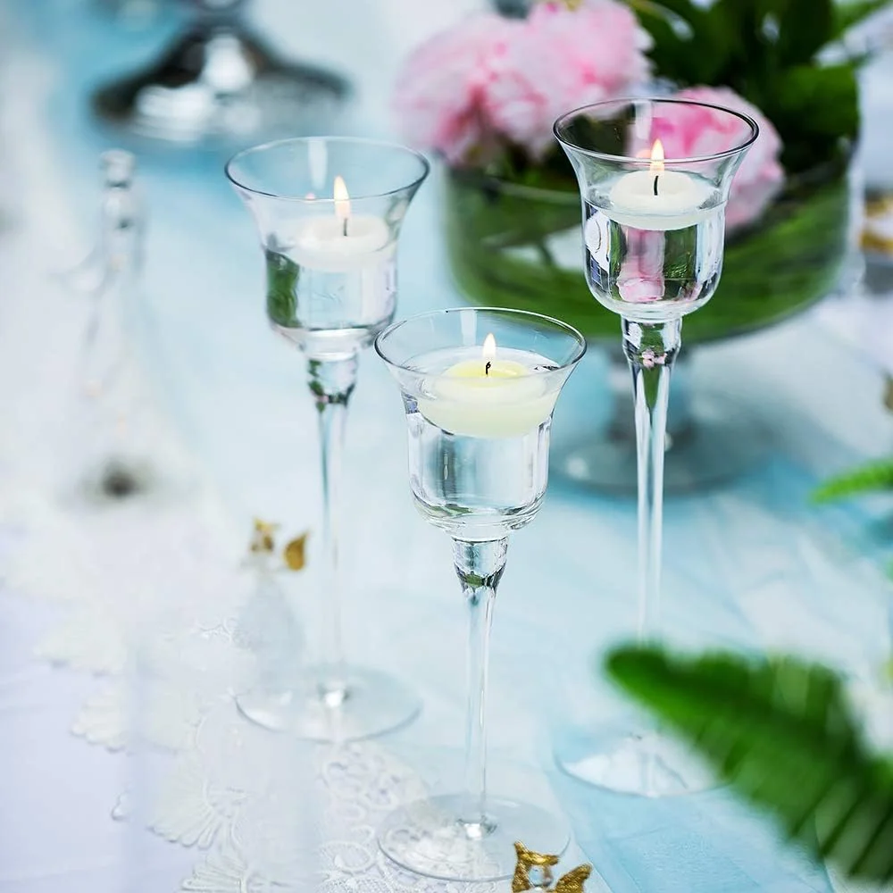 جاشمعی و جای وارمر Nuptio، 3 عددی، طراحی شیک و شیشه ای بلند و ظریف، ایده آل برای عروسی ها، دکوراسیون منزل، مهمانی ها، چیدمان میز و هدیه