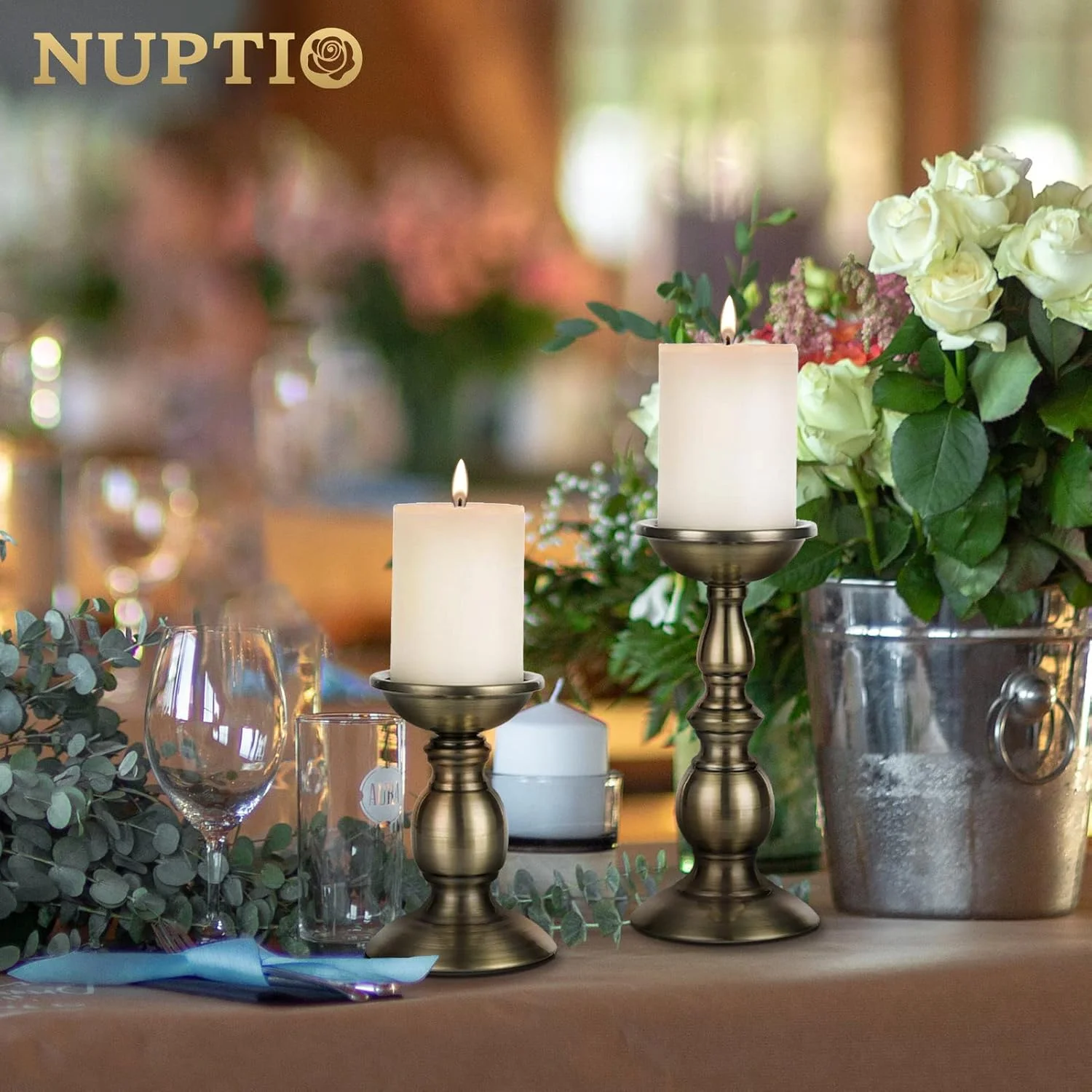 جاشمعی های فلزی برنزی Nuptio، بسته 2 عددی، مناسب شمع های با قطر 3 اینچ، مناسب برای دکوراسیون میز عروسی، پایه شمعدان، ایده آل برای عروسی ها، مراسم خاص و مهمانی ها (برنزی، کوچک + بزرگ) جاشمعی های فلزی برنزی Nuptio، بسته 2 عددی، مناسب شمع های با قطر 3 اینچ، مناسب برای دکوراسیون میز عروسی، پایه شمعدان، ایده آل برای عروسی ها، مراسم خاص و مهمانی ها (برنزی، کوچک + بزرگ)