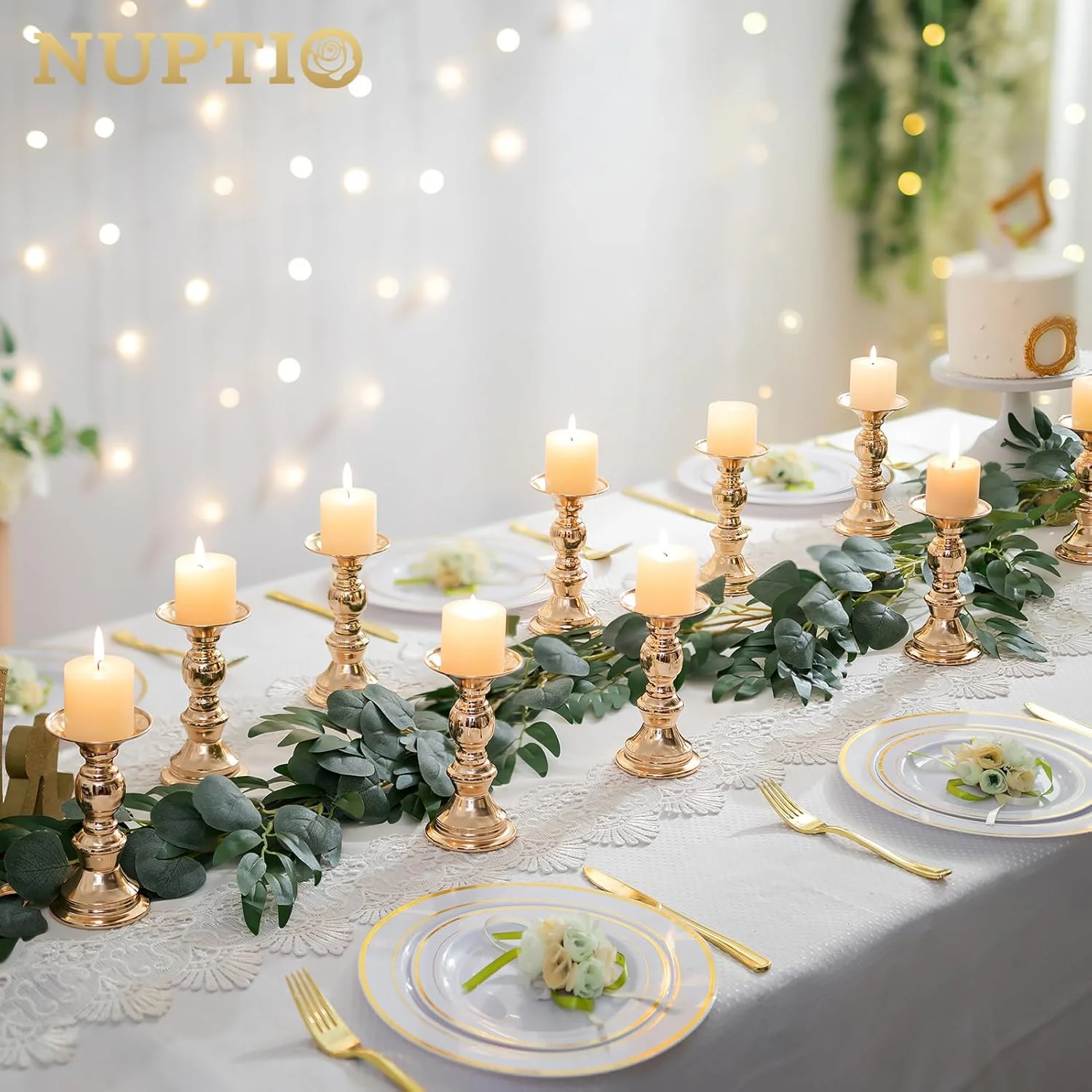 جاشمعی های پایه دار فلزی طلایی Nuptio، 2 عدد، تزئینی ایده آل برای عروسی، رویدادهای خاص، مهمانی ها (مناسب برای شمع 2 اینچی، ارتفاع 6 اینچ، 2 عدد) جاشمعی های پایه دار فلزی طلایی Nuptio، 2 عدد، تزئینی ایده آل برای عروسی، رویدادهای خاص، مهمانی ها (مناسب برای شمع 2 اینچی، ارتفاع 6 اینچ، 2 عدد)