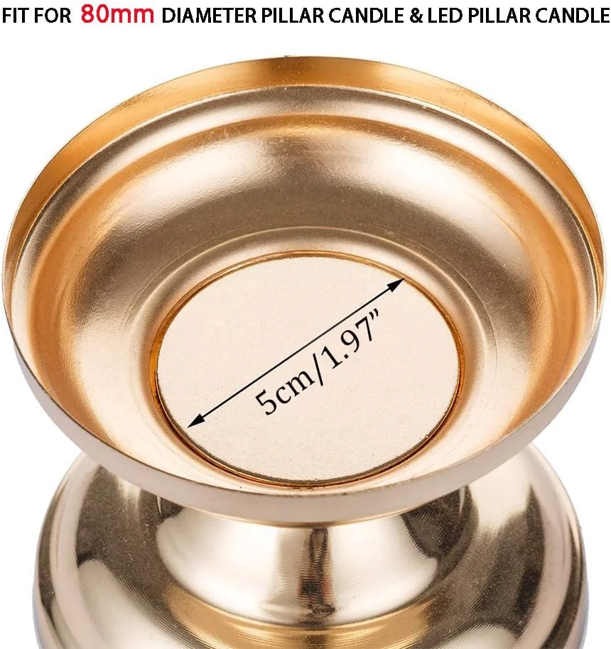 جاشمعی های فلزی طلایی Nuptio، پایه شمعدان بدون شعله، دکوری ایده آل برای عروسی ها، رویدادهای خاص، مهمانی ها، 2 عدد طلایی