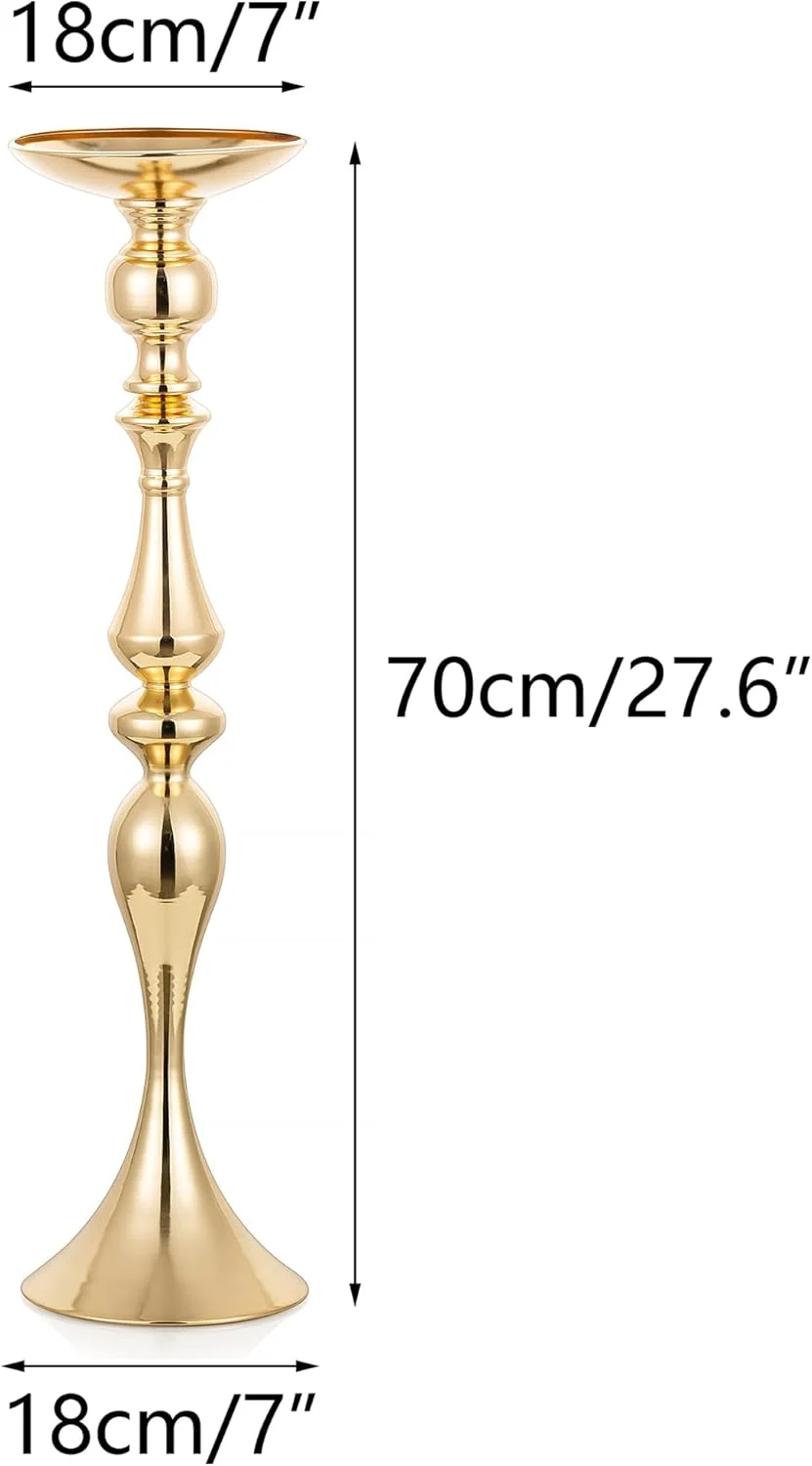 Nuptio گلدان های بلند طلایی تزیینی میز عروسی، پایه گل دکوری، شمعدان، دکوراسیون مسیر رویداد شام تولد جشن عروسی، 2 عدد 70 سانتی متر