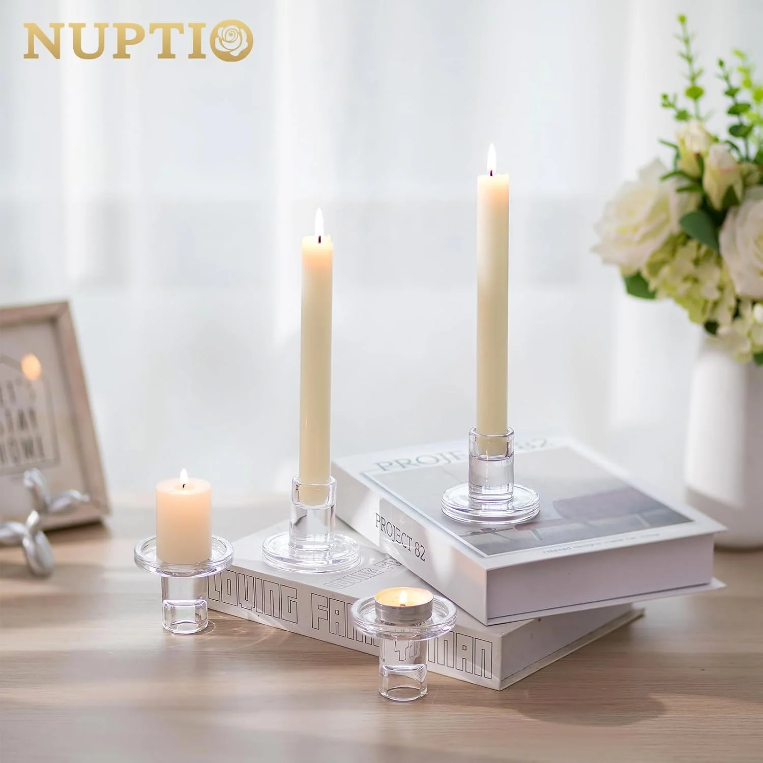 جاشمعی شمعدان باریک شیشه ای NUPTIO: 2 عدد جاشمعی کوچک شفاف برای شمع های باریک، جاشمعی های کوتاه مدرن برای دکور میز مهمانی عروسی، کریسمس و شکرگزاری جاشمعی شمعدان باریک شیشه ای NUPTIO: 2 عدد جاشمعی کوچک شفاف برای شمع های باریک، جاشمعی های کوتاه مدرن برای دکور میز مهمانی عروسی، کریسمس و شکرگزاری