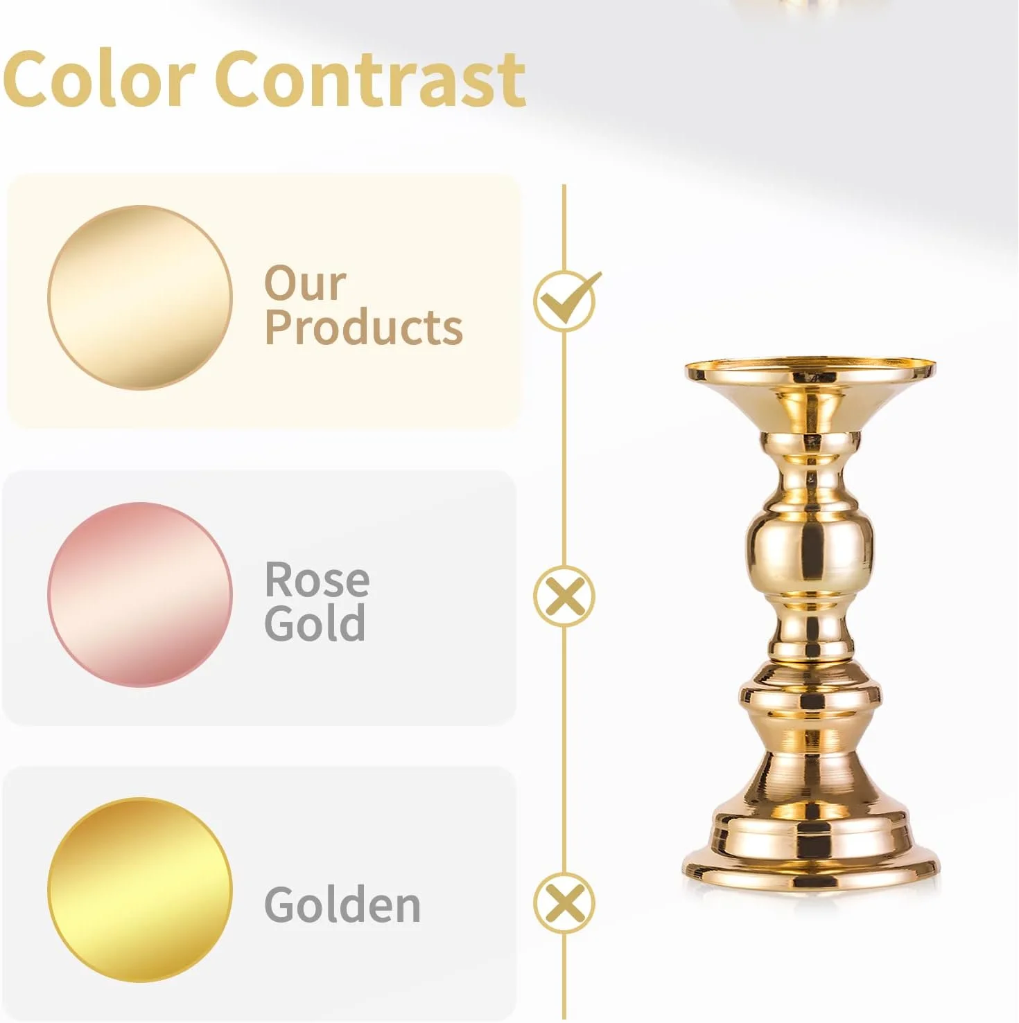 جاشمعی های پایه دار فلزی طلایی Nuptio، 2 عدد، تزئینی ایده آل برای عروسی، رویدادهای خاص، مهمانی ها (مناسب برای شمع 2 اینچی، ارتفاع 6 اینچ، 2 عدد) جاشمعی های پایه دار فلزی طلایی Nuptio، 2 عدد، تزئینی ایده آل برای عروسی، رویدادهای خاص، مهمانی ها (مناسب برای شمع 2 اینچی، ارتفاع 6 اینچ، 2 عدد)