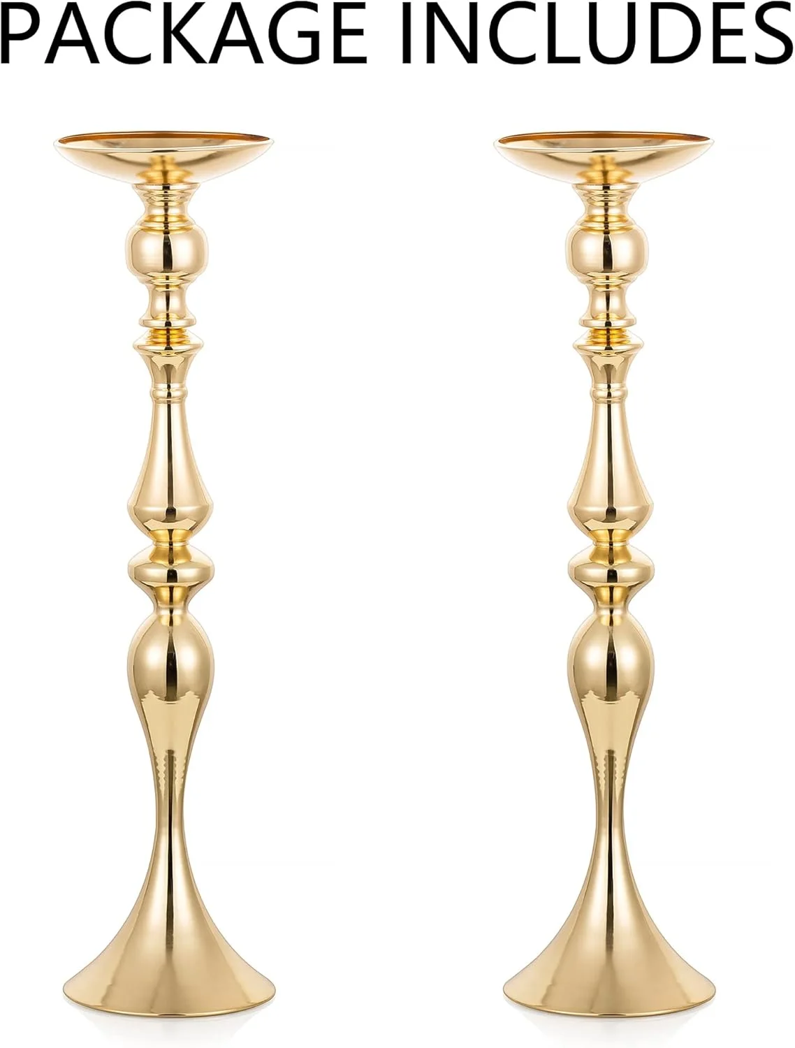 Nuptio گلدان های بلند طلایی تزیینی میز عروسی، پایه گل دکوری، شمعدان، دکوراسیون مسیر رویداد شام تولد جشن عروسی، 2 عدد 70 سانتی متر