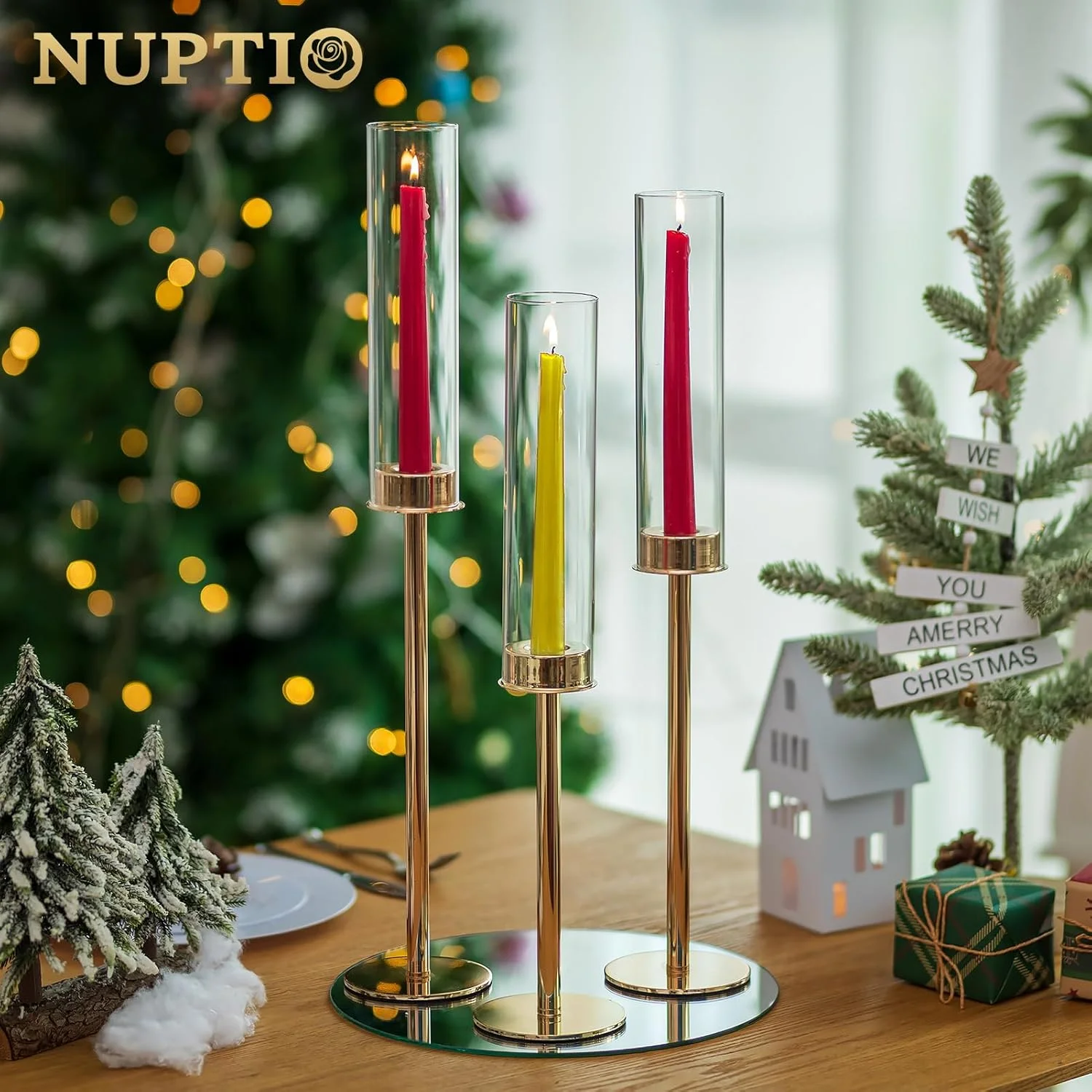 جاشمعی گردباد طلایی Nuptio در اندازه های 60، 55 و 50 سانتی متر: جاشمعی فلزی با شیشه شفاف برای شمع های مخروطی، شمعدان استوانه ای بلند باز، مناسب برای دکوراسیون میز عروسی و مهمانی جاشمعی گردباد طلایی Nuptio در اندازه های 60، 55 و 50 سانتی متر: جاشمعی فلزی با شیشه شفاف برای شمع های مخروطی، شمعدان استوانه ای بلند باز، مناسب برای دکوراسیون میز عروسی و مهمانی