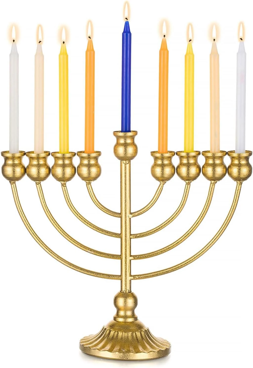 منورا نه شاخه NUPTIO Hanukkah: جا شمعی طلایی دکوری برای منورا های هانوکا کریسمس برای تزئینات میز و پنجره