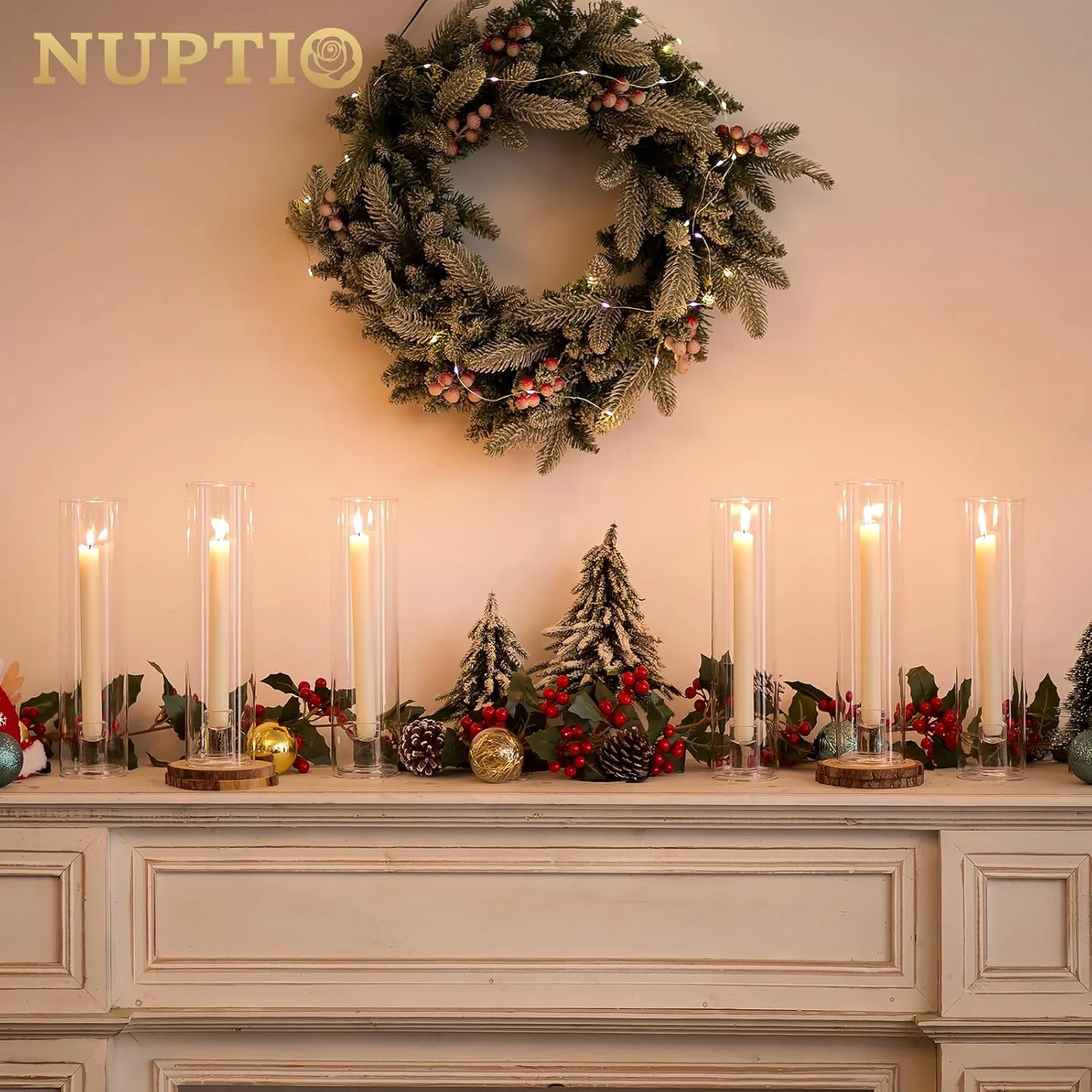 جاشمعی شیشه ای گردباد NUPTIO: 6 عدد شمعدان شمعی باریک، استوانه ای بدون ته، دکور میز مهمانی عروسی، دکور اتاق غذاخوری جاشمعی شیشه ای گردباد NUPTIO: 6 عدد شمعدان شمعی باریک، استوانه ای بدون ته، دکور میز مهمانی عروسی، دکور اتاق غذاخوری