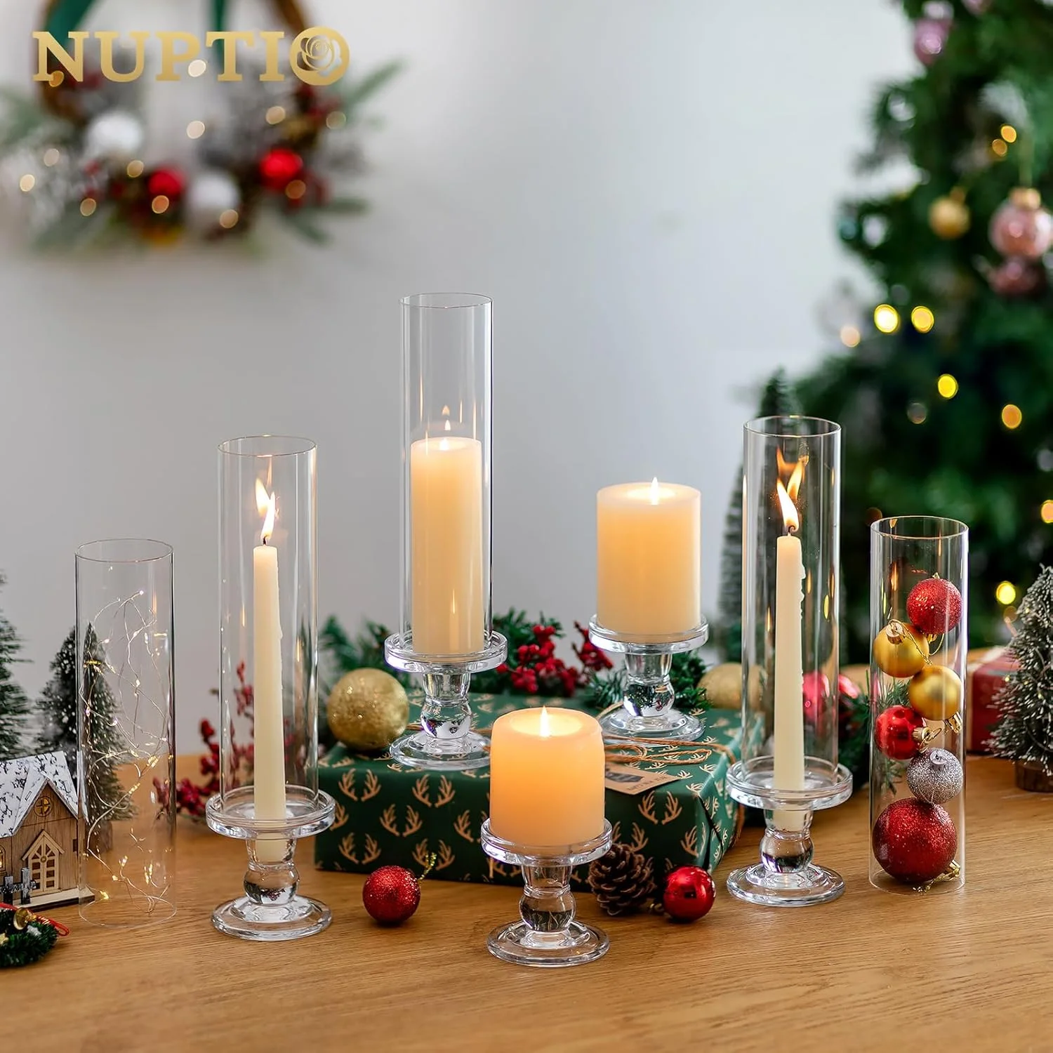 جاشمعی گردباد NUPTIO برای عروسی: ست 10 تایی جاشمعی شیشه ای باریک با سایه بدون ته - پایه شمعدان ضد باد عمده برای دکور میز تعطیلات کریسمس جاشمعی گردباد NUPTIO برای عروسی: ست 10 تایی جاشمعی شیشه ای باریک با سایه بدون ته - پایه شمعدان ضد باد عمده برای دکور میز تعطیلات کریسمس