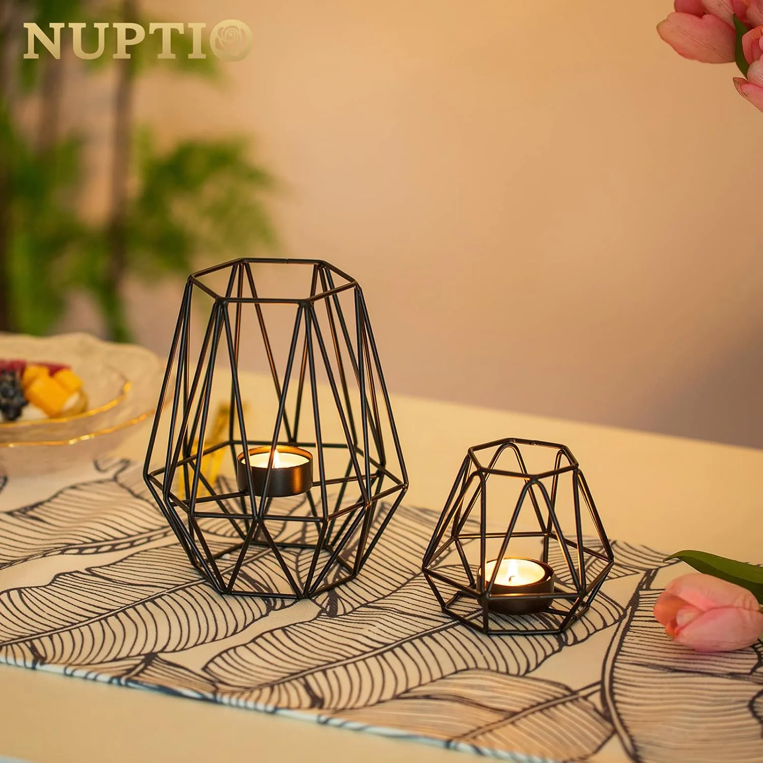 جاشمعی وارمر NUPTIO دو عددی - جاشمعی هندسی برای تزئین میز غذاخوری، تزئینات شومینه مشکی برای اتاق نشیمن، هدیه عروسی و خانه نویی جاشمعی وارمر NUPTIO دو عددی - جاشمعی هندسی برای تزئین میز غذاخوری، تزئینات شومینه مشکی برای اتاق نشیمن، هدیه عروسی و خانه نویی