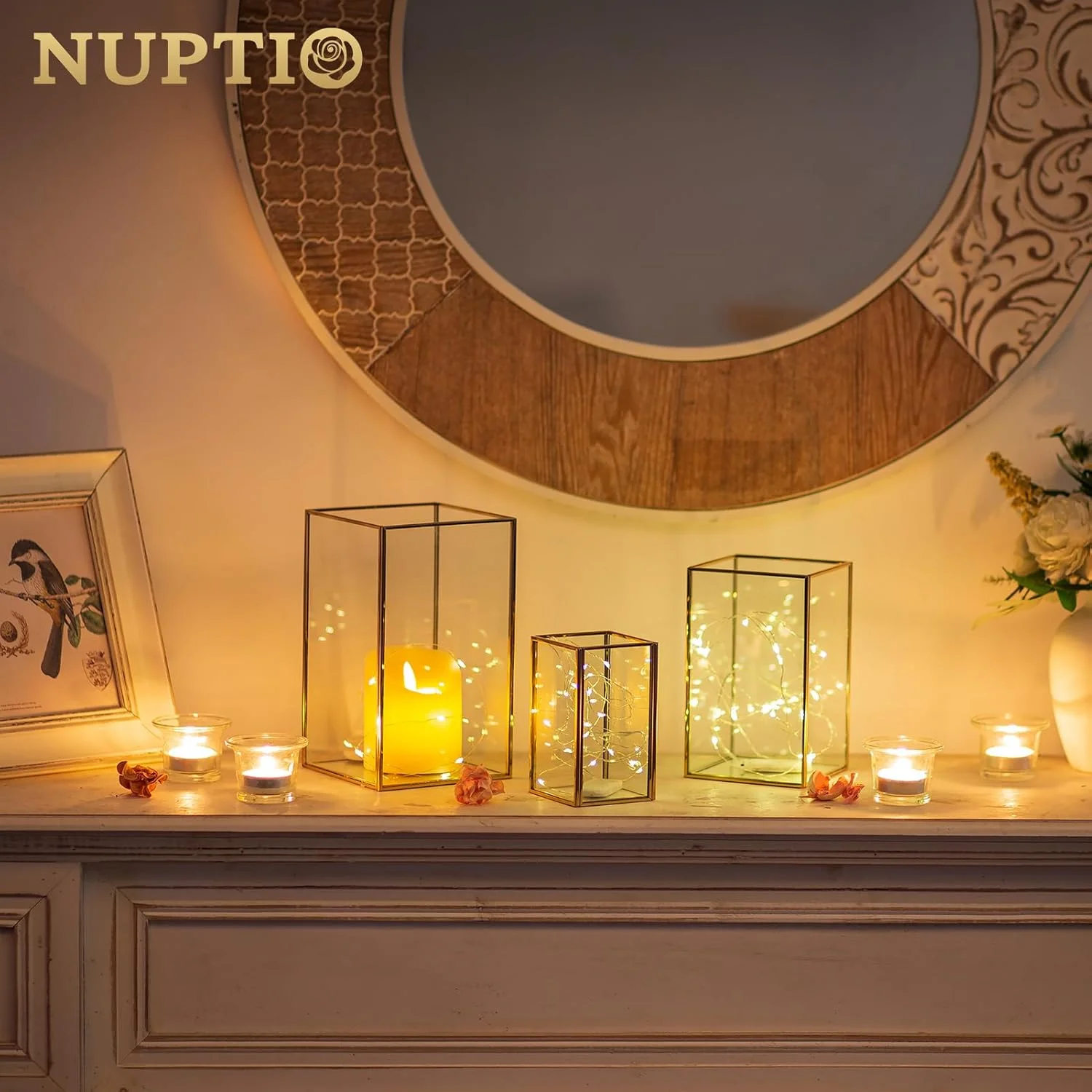 جاشمعی های شیشه ای گردباد NUPTIO: 3 عدد فانوس طلایی جاشمعی برای شمع های استوانه ای، قطعه مرکزی هندسی میز برای دکوراسیون مهمانی کریسمس عروسی در فضای باز و داخلی، 8.1 و 6.5 و 4.7 اینچ جاشمعی های شیشه ای گردباد NUPTIO: 3 عدد فانوس طلایی جاشمعی برای شمع های استوانه ای، قطعه مرکزی هندسی میز برای دکوراسیون مهمانی کریسمس عروسی در فضای باز و داخلی، 8.1 و 6.5 و 4.7 اینچ