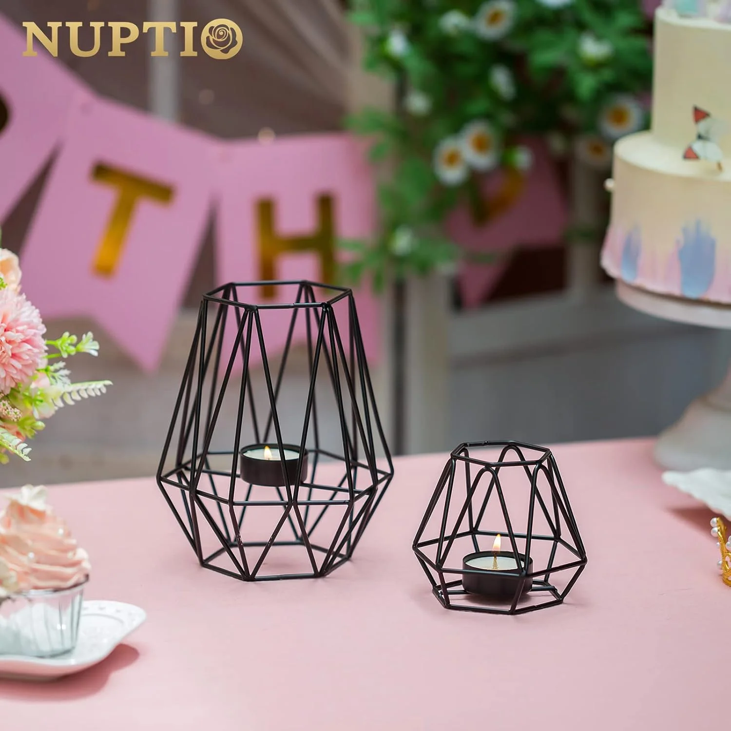 جاشمعی وارمر NUPTIO دو عددی - جاشمعی هندسی برای تزئین میز غذاخوری، تزئینات شومینه مشکی برای اتاق نشیمن، هدیه عروسی و خانه نویی جاشمعی وارمر NUPTIO دو عددی - جاشمعی هندسی برای تزئین میز غذاخوری، تزئینات شومینه مشکی برای اتاق نشیمن، هدیه عروسی و خانه نویی