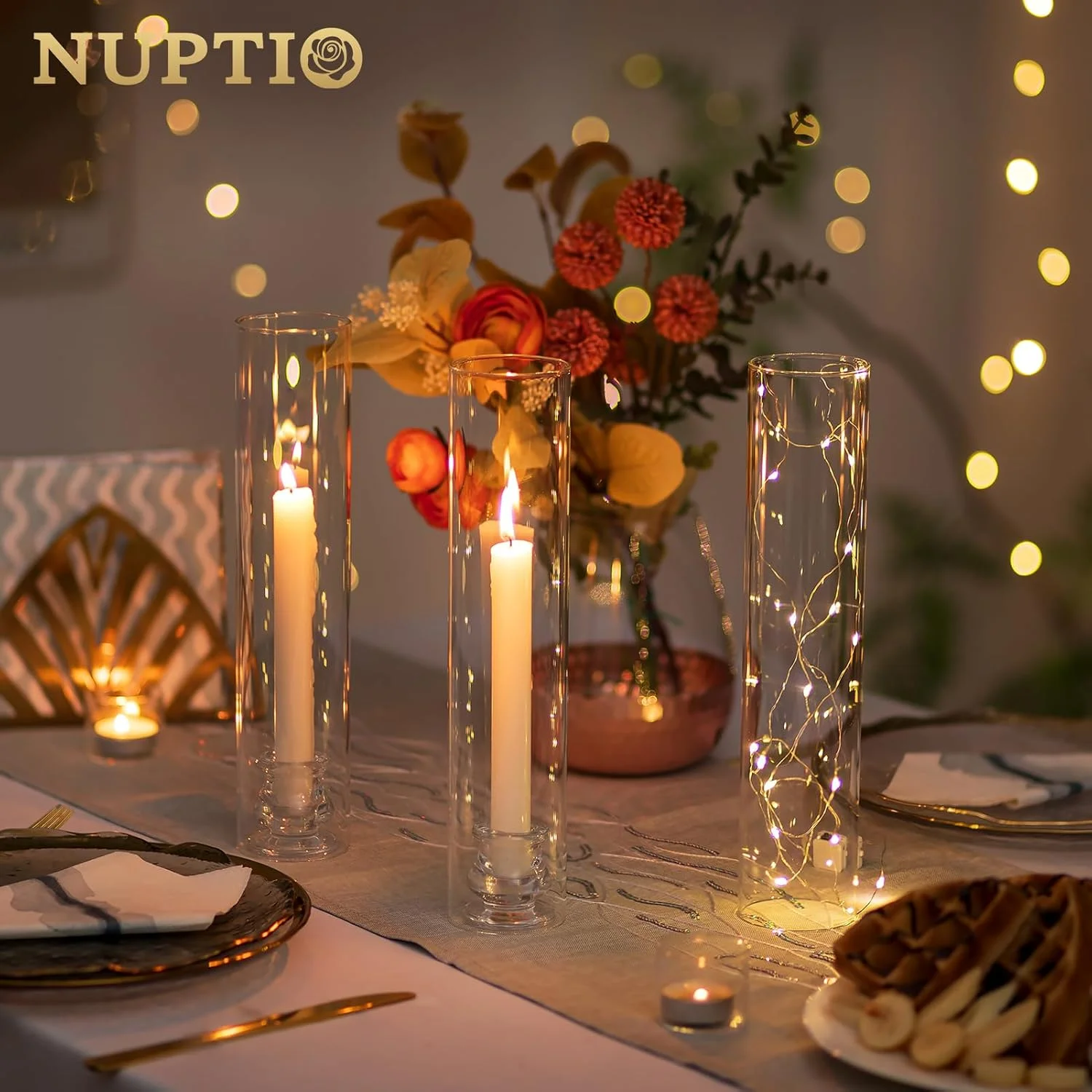جاشمعی شمعدان شیشه ای NUPTIO: ست 2 عددی شمعدان شفاف گردباد - پایه شمعدان مخروطی با پوشش استوانه ای ضد باد به ارتفاع 12 اینچ برای دکوراسیون اتاق غذاخوری شومینه جاشمعی شمعدان شیشه ای NUPTIO: ست 2 عددی شمعدان شفاف گردباد - پایه شمعدان مخروطی با پوشش استوانه ای ضد باد به ارتفاع 12 اینچ برای دکوراسیون اتاق غذاخوری شومینه