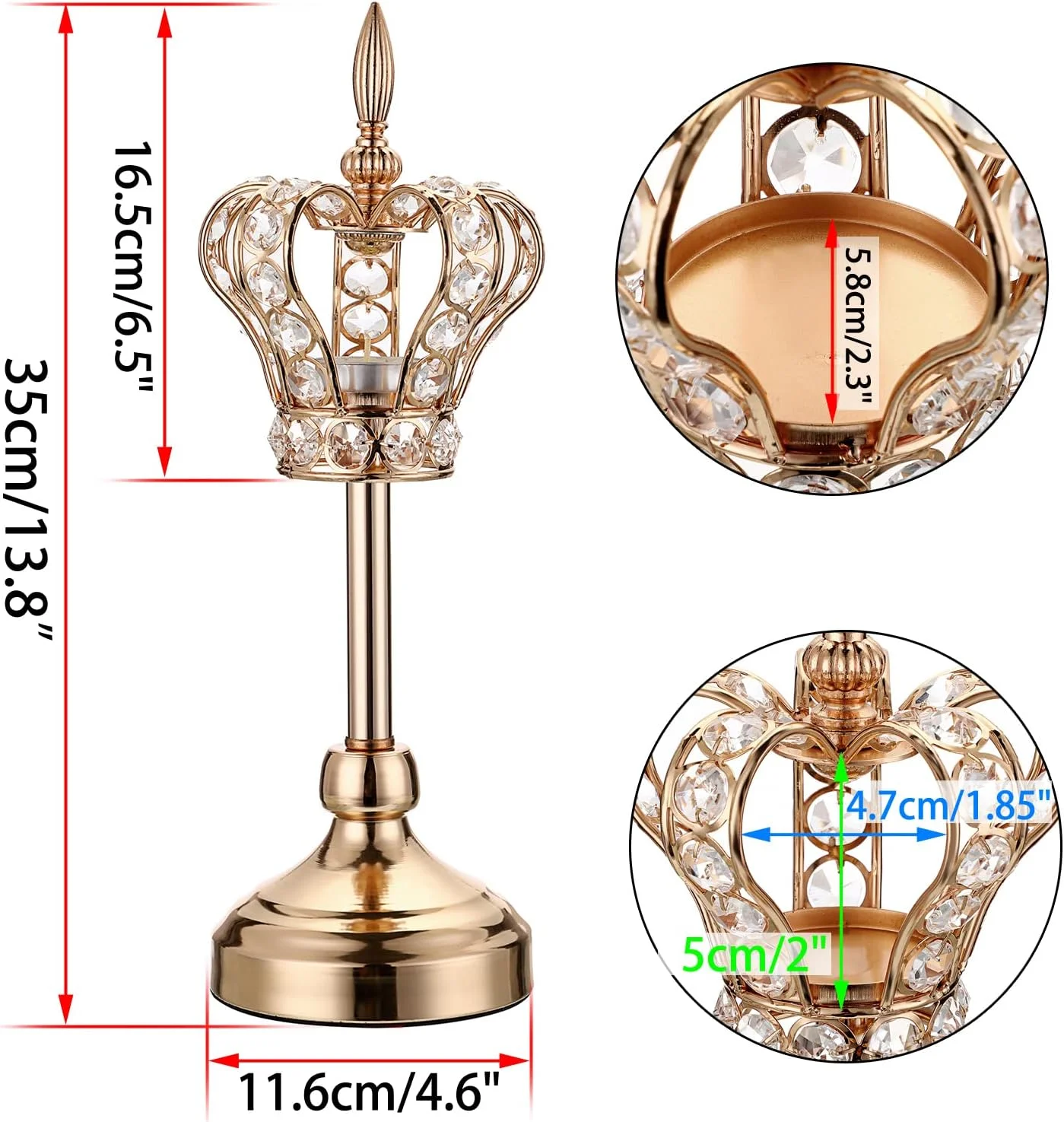 جاشمعی کریستالی تاج اونمای 2 عددی، جاشمعی وارمر، شمعدان فلزی، شمعدان کریستالی نذری، شمعدان شیک، تزیین میز غذاخوری (35 سانتیمتر) جاشمعی کریستالی تاج اونمای 2 عددی، جاشمعی وارمر، شمعدان فلزی، شمعدان کریستالی نذری، شمعدان شیک، تزیین میز غذاخوری (35 سانتیمتر)
