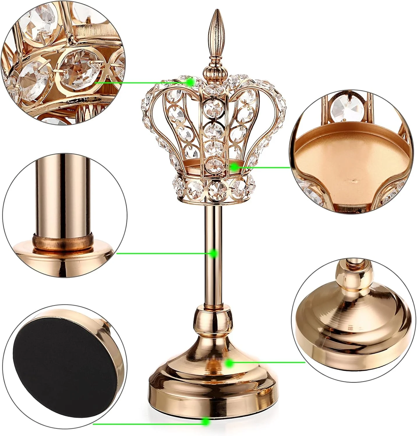 جاشمعی کریستالی تاج اونمای 2 عددی، جاشمعی وارمر، شمعدان فلزی، شمعدان کریستالی نذری، شمعدان شیک، تزیین میز غذاخوری (35 سانتیمتر) جاشمعی کریستالی تاج اونمای 2 عددی، جاشمعی وارمر، شمعدان فلزی، شمعدان کریستالی نذری، شمعدان شیک، تزیین میز غذاخوری (35 سانتیمتر)