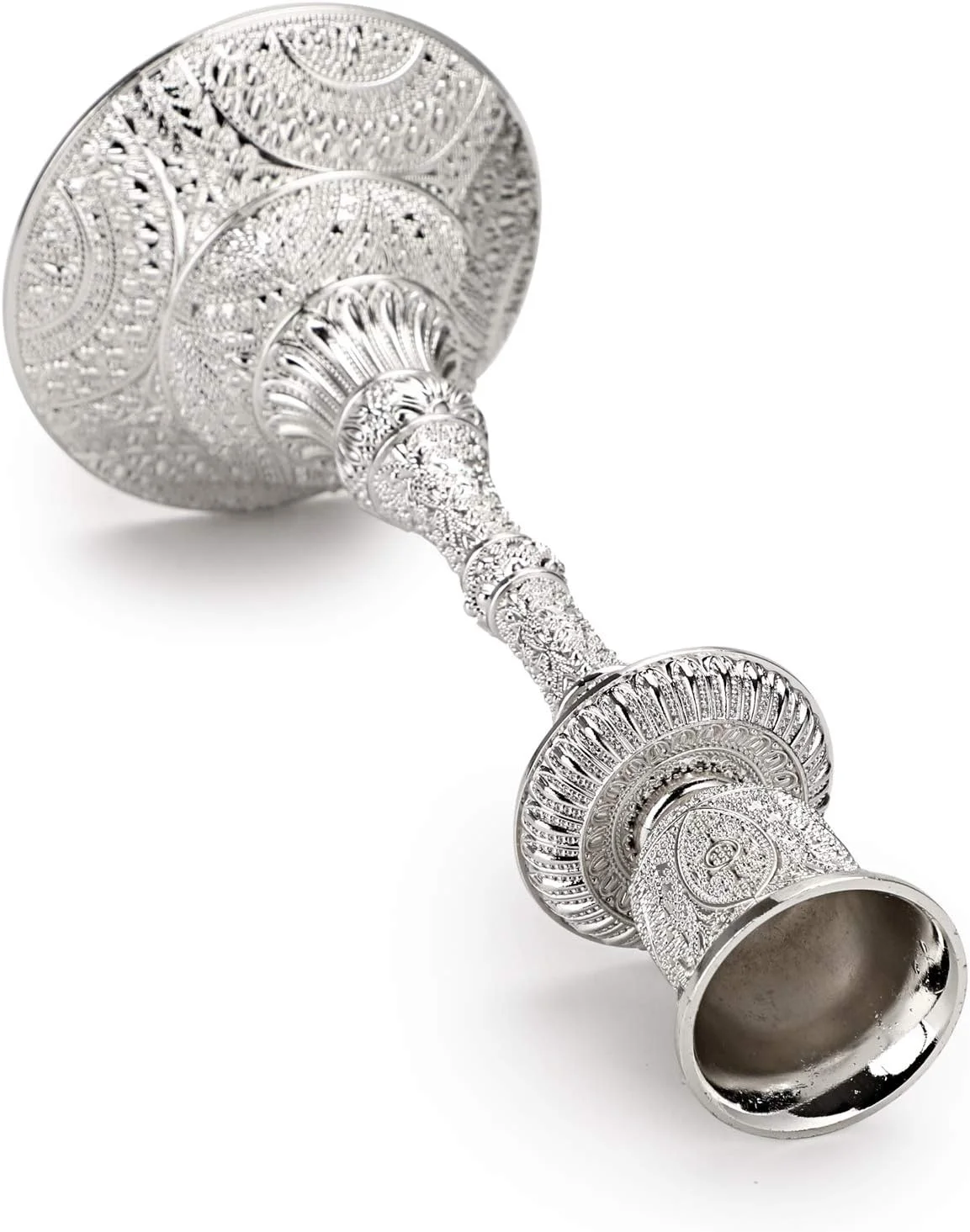 اون‌مای ست 2 عددی شمعدان مخروطی فلزی، شمعدان‌های پایه دار وینتیج 7.4 اینچی، شمعدان‌های برنجی شیک، دکوراسیون ست شمعدان برای میز غذاخوری، دکوراسیون عروسی و منزل، نقره‌ای