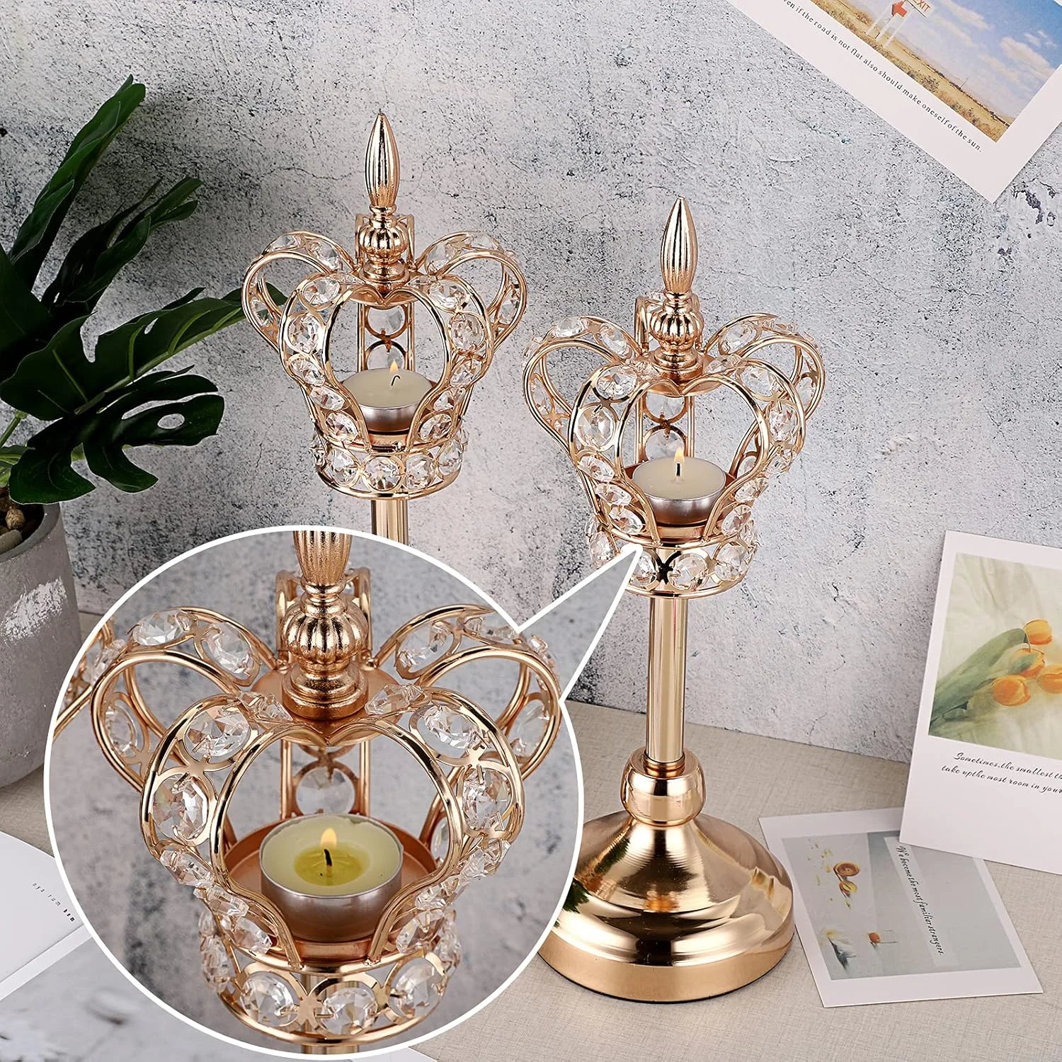 جاشمعی کریستالی تاج اونمای 2 عددی، جاشمعی وارمر، شمعدان فلزی، شمعدان کریستالی نذری، شمعدان شیک، تزیین میز غذاخوری (35 سانتیمتر) جاشمعی کریستالی تاج اونمای 2 عددی، جاشمعی وارمر، شمعدان فلزی، شمعدان کریستالی نذری، شمعدان شیک، تزیین میز غذاخوری (35 سانتیمتر)