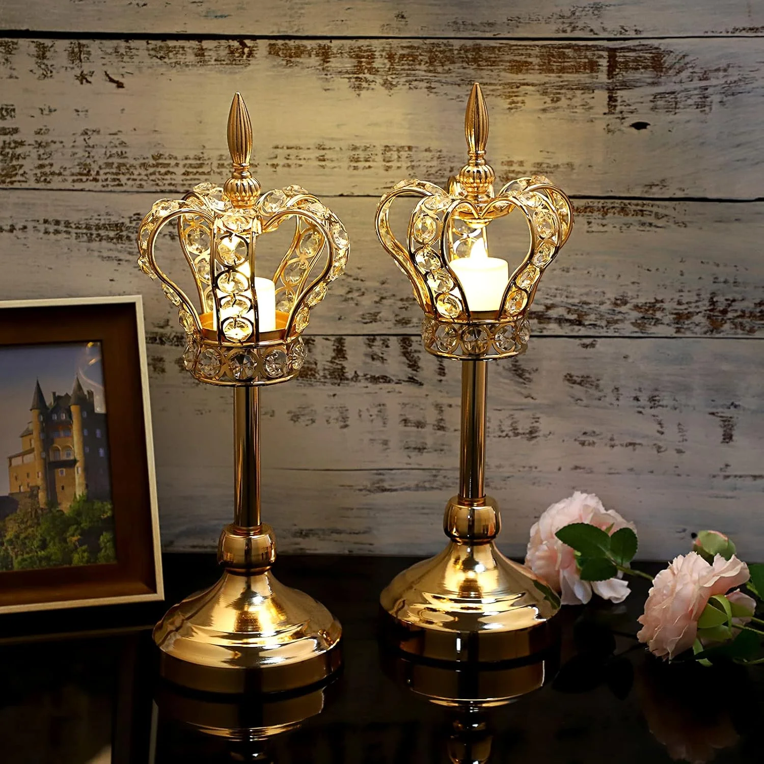 جاشمعی کریستالی تاج اونمای 2 عددی، جاشمعی وارمر، شمعدان فلزی، شمعدان کریستالی نذری، شمعدان شیک، تزیین میز غذاخوری (35 سانتیمتر) جاشمعی کریستالی تاج اونمای 2 عددی، جاشمعی وارمر، شمعدان فلزی، شمعدان کریستالی نذری، شمعدان شیک، تزیین میز غذاخوری (35 سانتیمتر)