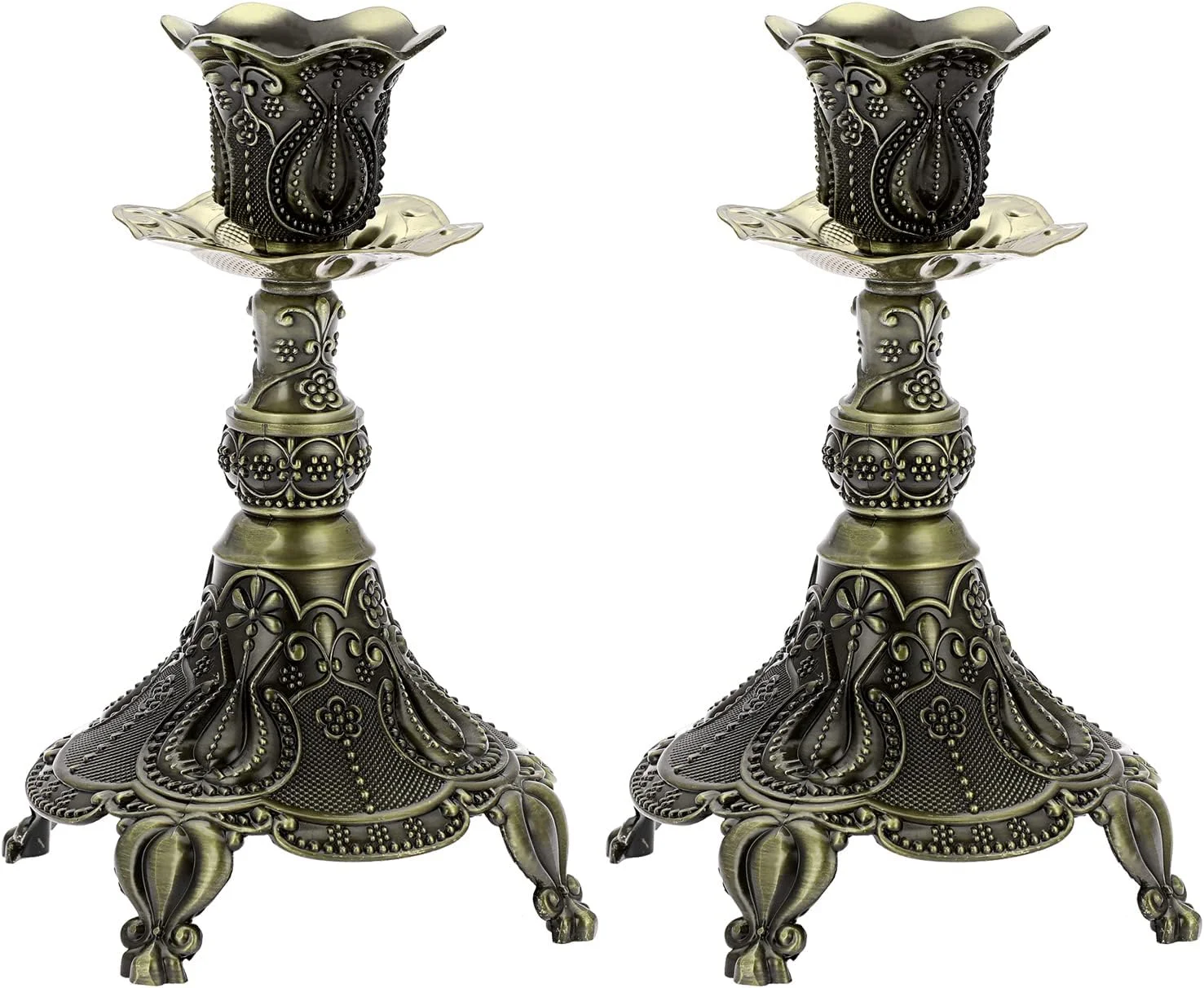 اونمای، ست 2 عددی شمعدان فلزی باریک، شمعدانهای برنزی عتیقه، پایههای شمعدان باریک تزئینی، شمعدانهای کوچک عتیقه برای دکور میز عروسی اونمای، ست 2 عددی شمعدان فلزی باریک، شمعدانهای برنزی عتیقه، پایههای شمعدان باریک تزئینی، شمعدانهای کوچک عتیقه برای دکور میز عروسی