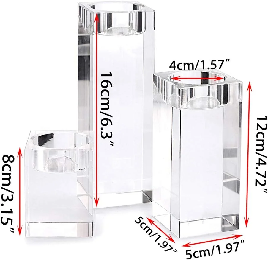 ست 3 عددی جا شمعی کریستالی OwnMy، جا شمعی وارمر کریستالی، شمعدان شیشه ای، دکوری شمع برای دکوراسیون منزل، عروسی، 8x5cm-12x5cm-16x5cm ست 3 عددی جا شمعی کریستالی OwnMy، جا شمعی وارمر کریستالی، شمعدان شیشه ای، دکوری شمع برای دکوراسیون منزل، عروسی، 8x5cm-12x5cm-16x5cm