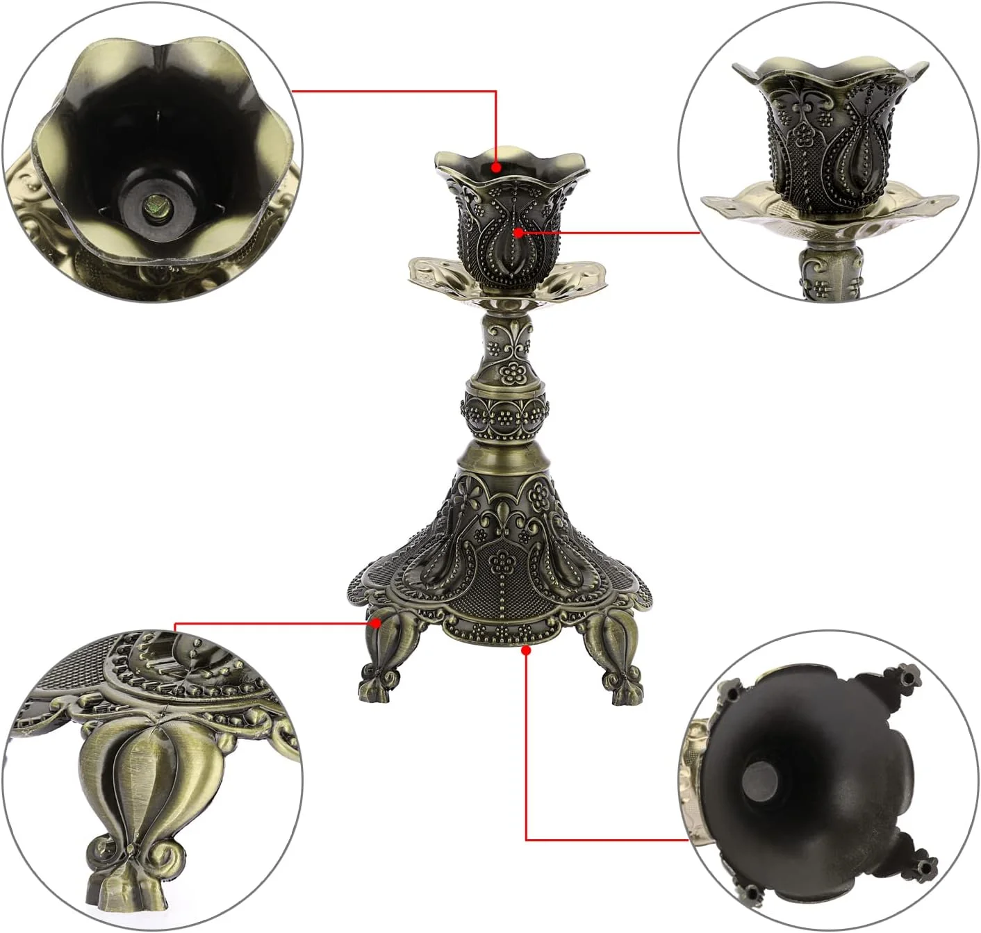 اونمای، ست 2 عددی شمعدان فلزی باریک، شمعدانهای برنزی عتیقه، پایههای شمعدان باریک تزئینی، شمعدانهای کوچک عتیقه برای دکور میز عروسی اونمای، ست 2 عددی شمعدان فلزی باریک، شمعدانهای برنزی عتیقه، پایههای شمعدان باریک تزئینی، شمعدانهای کوچک عتیقه برای دکور میز عروسی