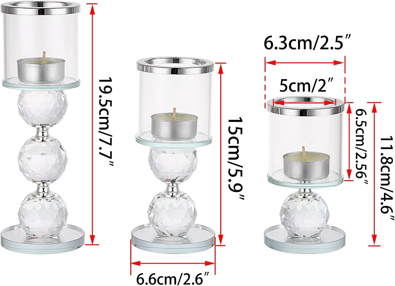 ست 3 عددی جا شمعی کریستالی OwnMy، جا شمعی های پایه دار شیشه ای با روکش شیشه ای، جا شمعی های مدرن شیشه ای شفاف برای شمع های وارمر، پایه شمع های نذری برای دکوراسیون میز، دکوراسیون عروسی (نقره ای) ست 3 عددی جا شمعی کریستالی OwnMy، جا شمعی های پایه دار شیشه ای با روکش شیشه ای، جا شمعی های مدرن شیشه ای شفاف برای شمع های وارمر، پایه شمع های نذری برای دکوراسیون میز، دکوراسیون عروسی (نقره ای)
