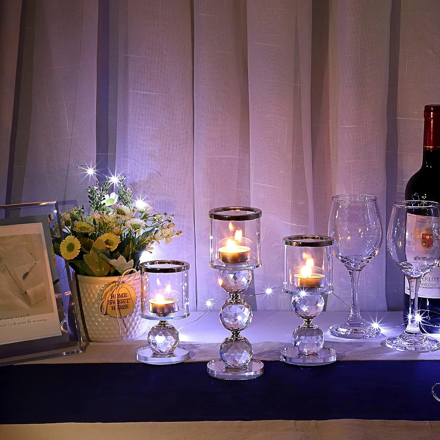 ست 3 عددی جا شمعی کریستالی OwnMy، جا شمعی های پایه دار شیشه ای با روکش شیشه ای، جا شمعی های مدرن شیشه ای شفاف برای شمع های وارمر، پایه شمع های نذری برای دکوراسیون میز، دکوراسیون عروسی (نقره ای) ست 3 عددی جا شمعی کریستالی OwnMy، جا شمعی های پایه دار شیشه ای با روکش شیشه ای، جا شمعی های مدرن شیشه ای شفاف برای شمع های وارمر، پایه شمع های نذری برای دکوراسیون میز، دکوراسیون عروسی (نقره ای)