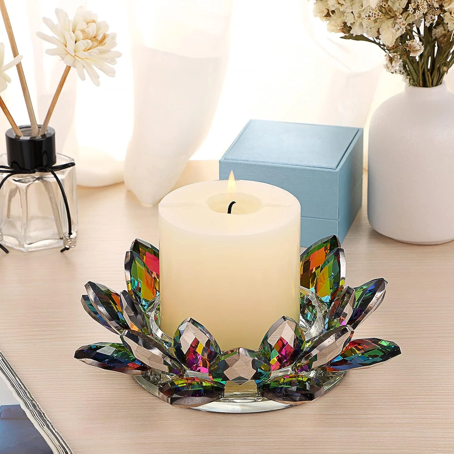 جاشمعی گل لوتوس کریستالی OwnMy برای شمع های استوانه ای تا قطر 3 اینچ، جاشمعی تزئینی گلبرگ لوتوس شیشه ای، جاشمعی وارمر، پایه شمع، چراغ شمعی برای دکوراسیون منزل، مهمانی عروسی، رنگارنگ جاشمعی گل لوتوس کریستالی OwnMy برای شمع های استوانه ای تا قطر 3 اینچ، جاشمعی تزئینی گلبرگ لوتوس شیشه ای، جاشمعی وارمر، پایه شمع، چراغ شمعی برای دکوراسیون منزل، مهمانی عروسی، رنگارنگ