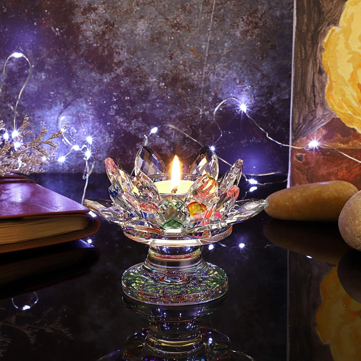 جاشمعی گل لوتوس کریستالی OwnMy، جای شمعی گلبرگ لوتوس با پایه شیشه ای، جاشمعی وارمر گل لوتوس با جعبه هدیه برای دکوراسیون منزل، طاقچه پنجره، مهمانی عروسی، رنگارنگ جاشمعی گل لوتوس کریستالی OwnMy، جای شمعی گلبرگ لوتوس با پایه شیشه ای، جاشمعی وارمر گل لوتوس با جعبه هدیه برای دکوراسیون منزل، طاقچه پنجره، مهمانی عروسی، رنگارنگ