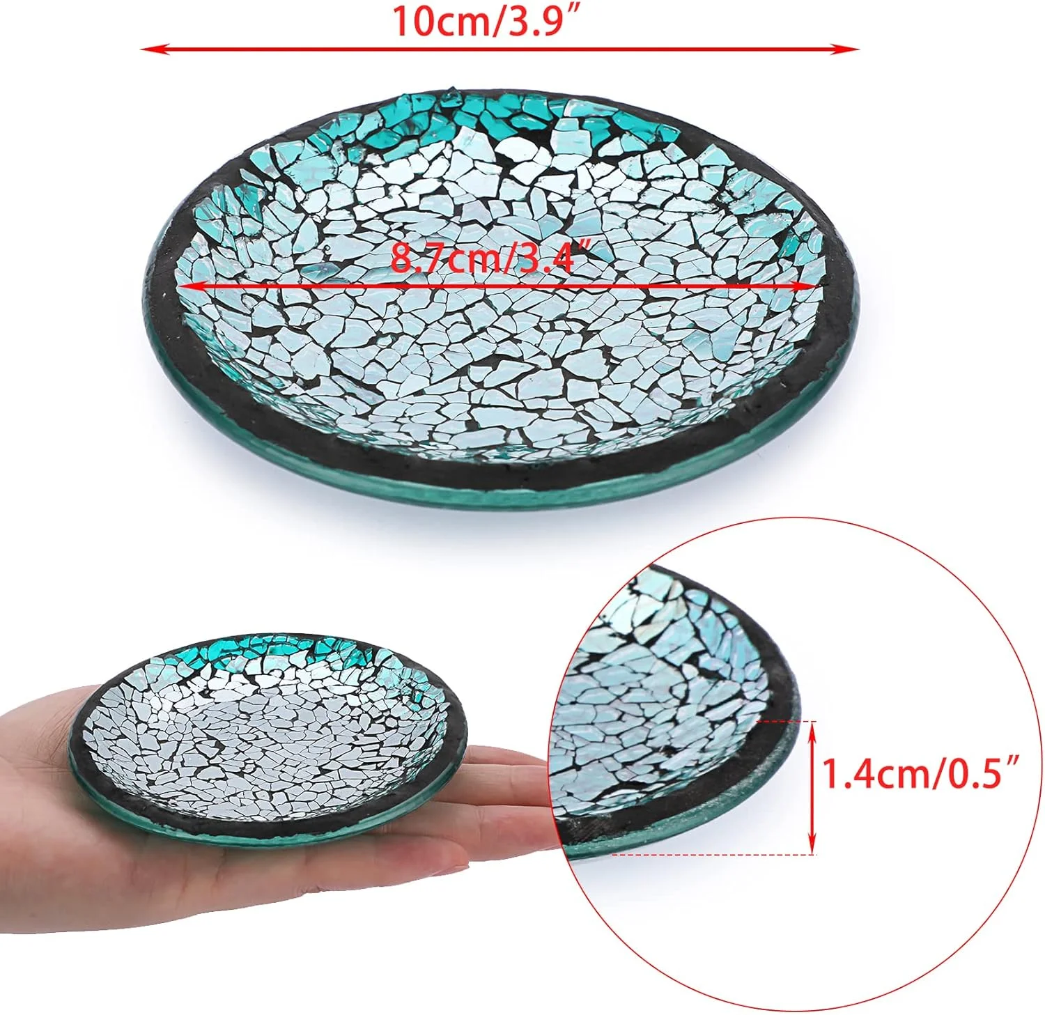 اونمای، ست 4 تایی بشقاب شیشهای موزاییکی آبی، زیر شمعی پایه دار 4 اینچی، زیر لیوانی شیشهای موزاییکی، سینی شمع گرد کوچک، پایه شمع شیشهای تزئینی برای دکور میز اونمای، ست 4 تایی بشقاب شیشهای موزاییکی آبی، زیر شمعی پایه دار 4 اینچی، زیر لیوانی شیشهای موزاییکی، سینی شمع گرد کوچک، پایه شمع شیشهای تزئینی برای دکور میز
