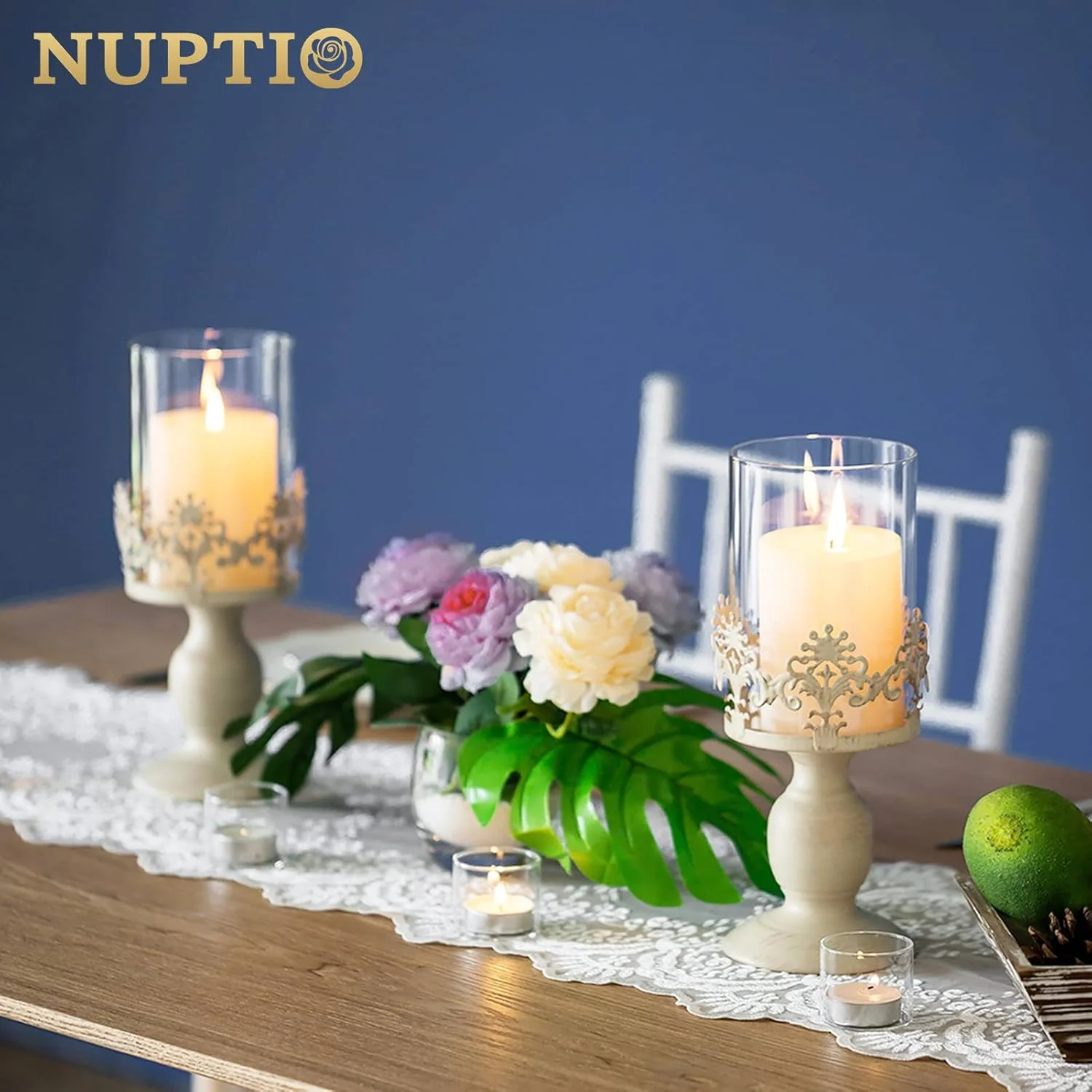 جاشمعی فلزی پایه دار NUPTIO، طرح قدیمی، بسته 2 عددی، شمعدان عتیقه فانوسی با پوشش شیشه ای، مناسب دکوراسیون منزل، عروسی، شام در نور شمع (2 عدد سایز S) جاشمعی فلزی پایه دار NUPTIO، طرح قدیمی، بسته 2 عددی، شمعدان عتیقه فانوسی با پوشش شیشه ای، مناسب دکوراسیون منزل، عروسی، شام در نور شمع (2 عدد سایز S)
