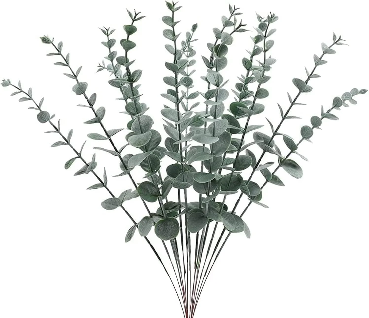 آمستبای 12 شاخه ساقه اکالیپتوس مصنوعی، برگ های اکالیپتوس شاخه های سبز مصنوعی برای گل آرایی، گل های وسط میز عروسی، دکوراسیون خانه مزرعه (سبز روشن)