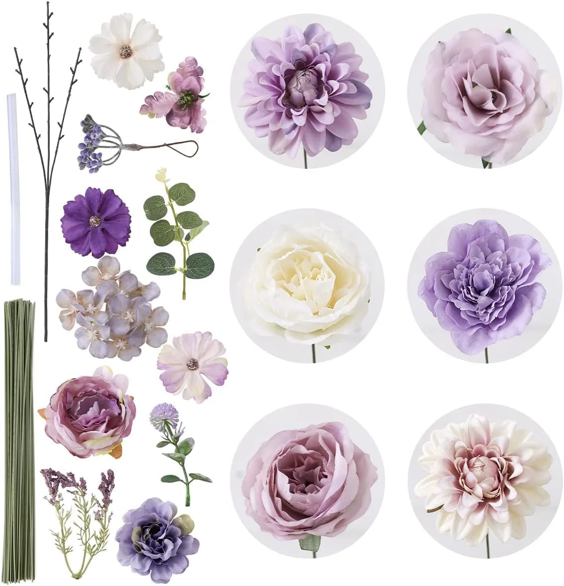 گل های مصنوعی ORCHID M®، ترکیبی از گل های ابریشمی، گل کوکب و رز با ساقه برای دسته گل عروس DIY، جشن نوزاد، چیدمان گل، تزیین میز، دکوراسیون منزل (بنفش) گل های مصنوعی ORCHID M®، ترکیبی از گل های ابریشمی، گل کوکب و رز با ساقه برای دسته گل عروس DIY، جشن نوزاد، چیدمان گل، تزیین میز، دکوراسیون منزل (بنفش)
